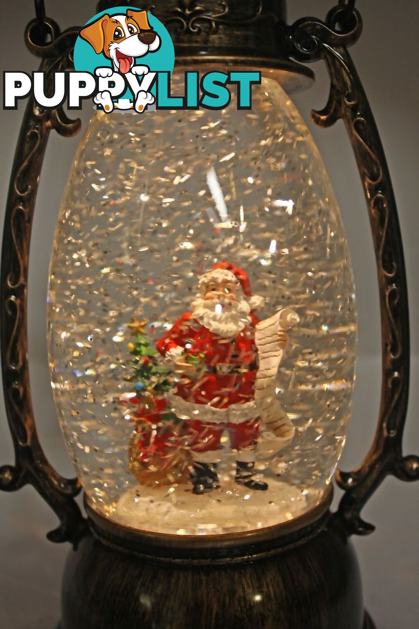 Cotton Candy - Xmas Brass Oval Lantern Santa List - Ccxac019 - 9353468011547