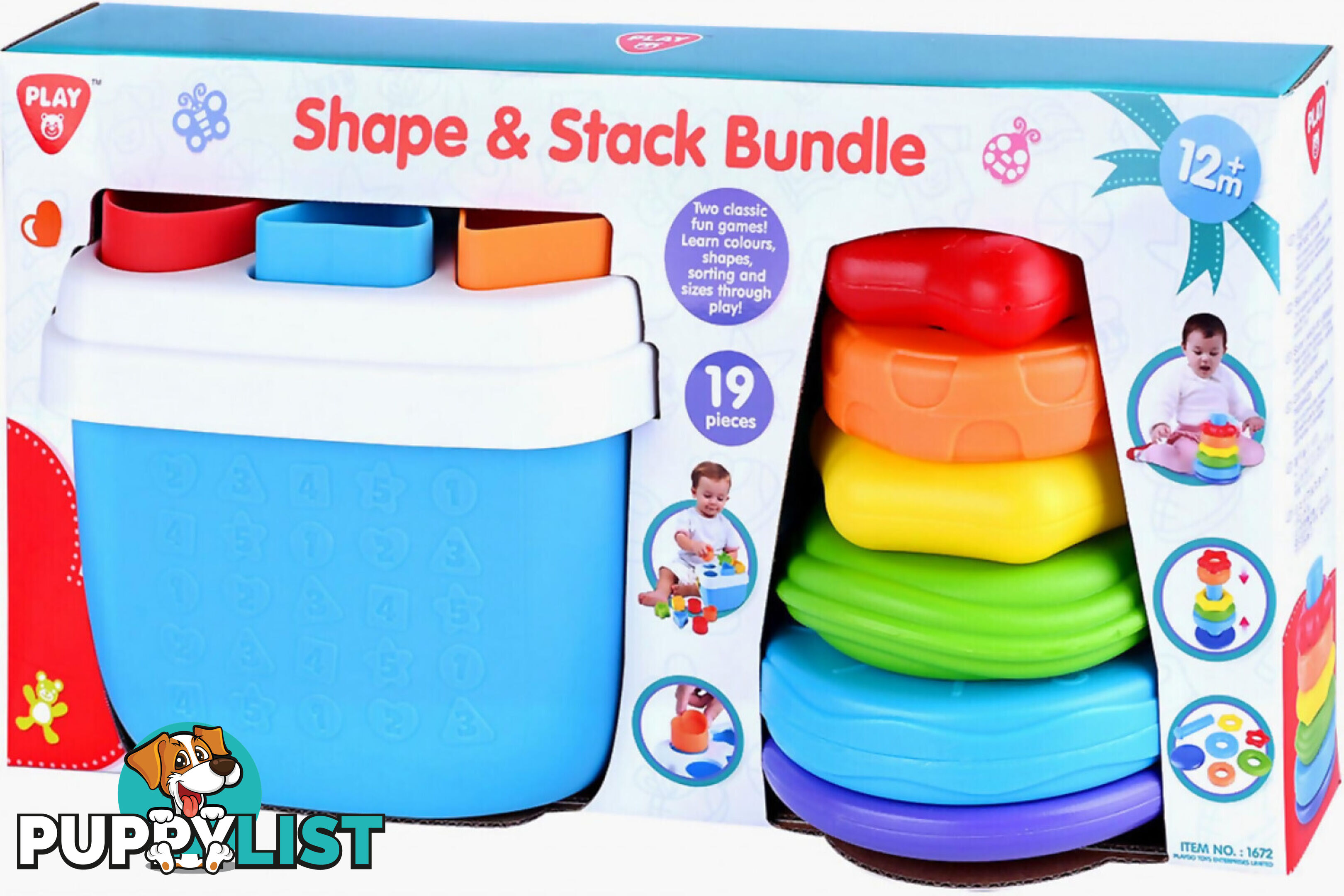 Playgo Toys Ent. Ltd - Shape & Stack Bundle 19pcs - Art67183 - 4892401016720