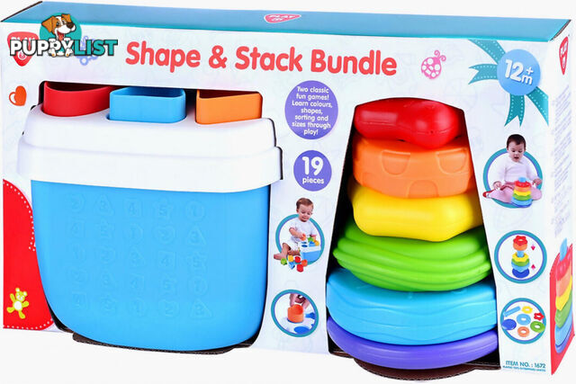 Playgo Toys Ent. Ltd - Shape & Stack Bundle 19pcs - Art67183 - 4892401016720