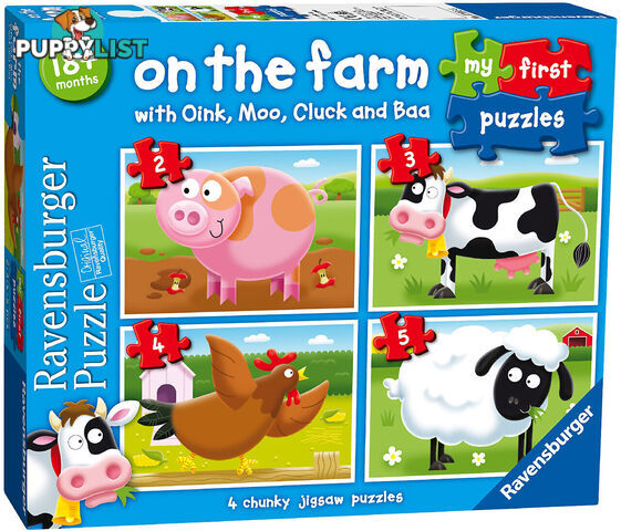 Ravensburger - On The Farm 4 X Jigsaw Puzzles 2 3 4 & 5 Pieces - Mdrb07302 - 4005556073023