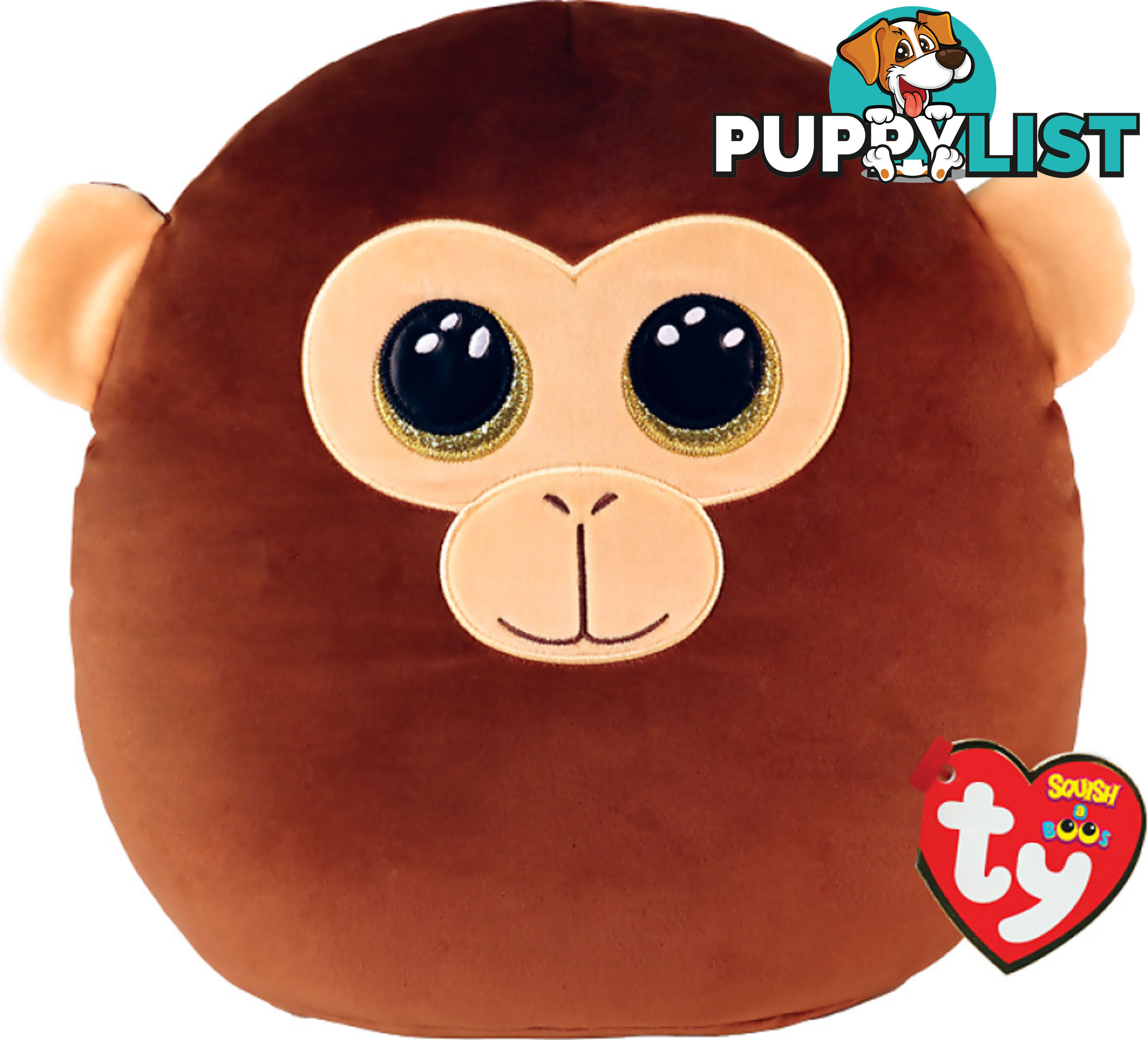 Ty Squish-a-boos - Dunston Brown Monkey - Medium 10 Inches - Squishy Beanies - Bg39241 - 008421392414