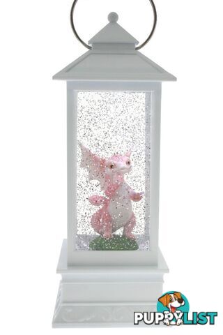 Cotton Candy -  White Glitter Lantern With Pink Dragon - Ccflnt33 - 9353468004204