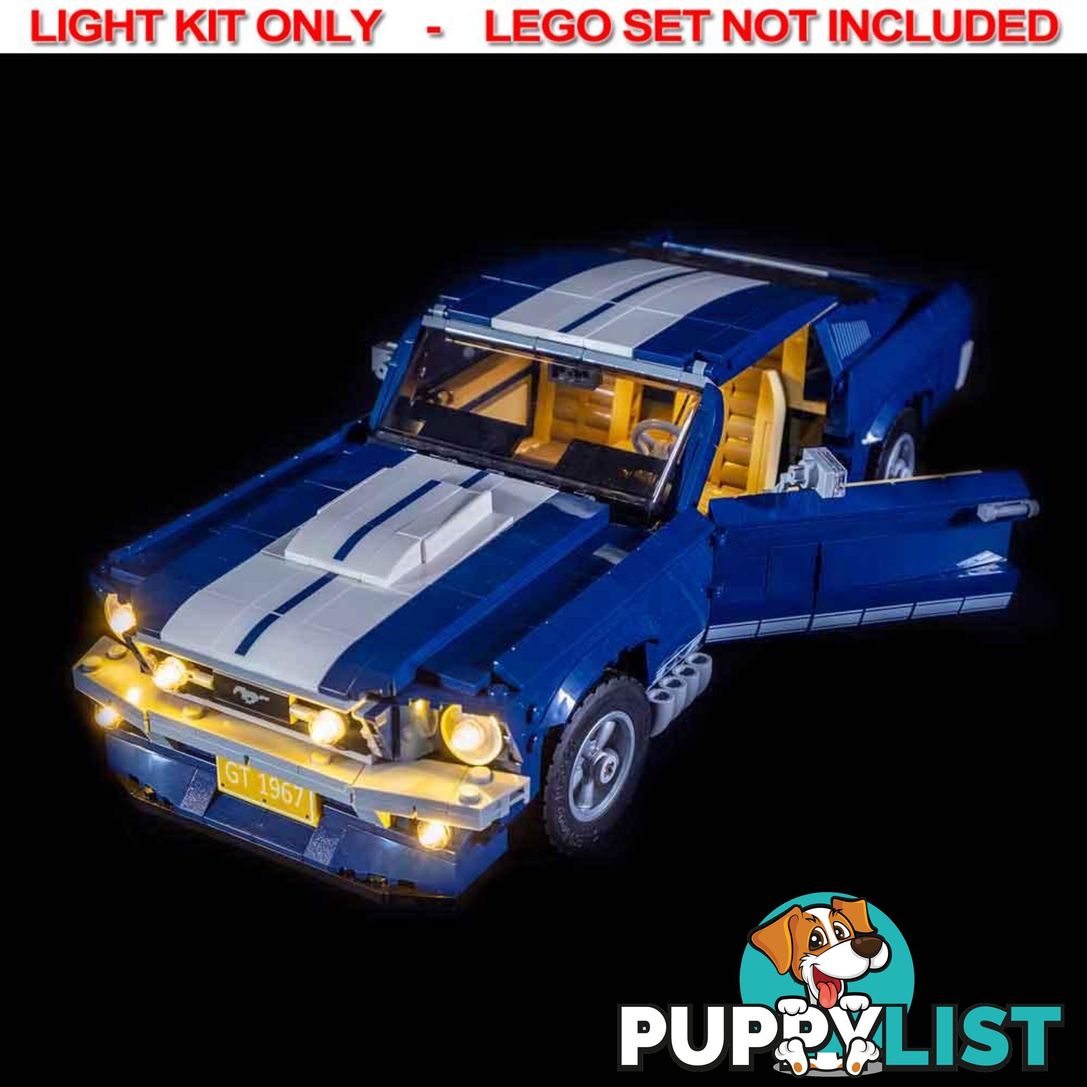 LIGHT KIT for LEGO Ford Mustang GT 10265 - Light My Bricks - 793591189444