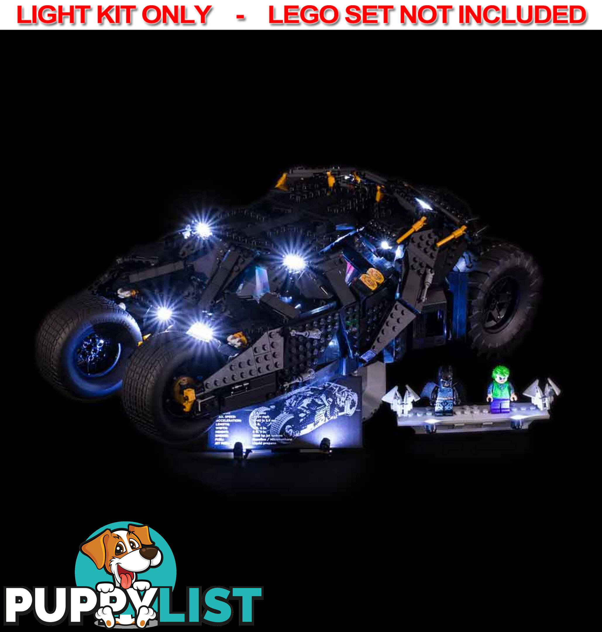 LIGHT KIT for LEGO Batman Tumbler 76240 - Light My Bricks - 793591188102