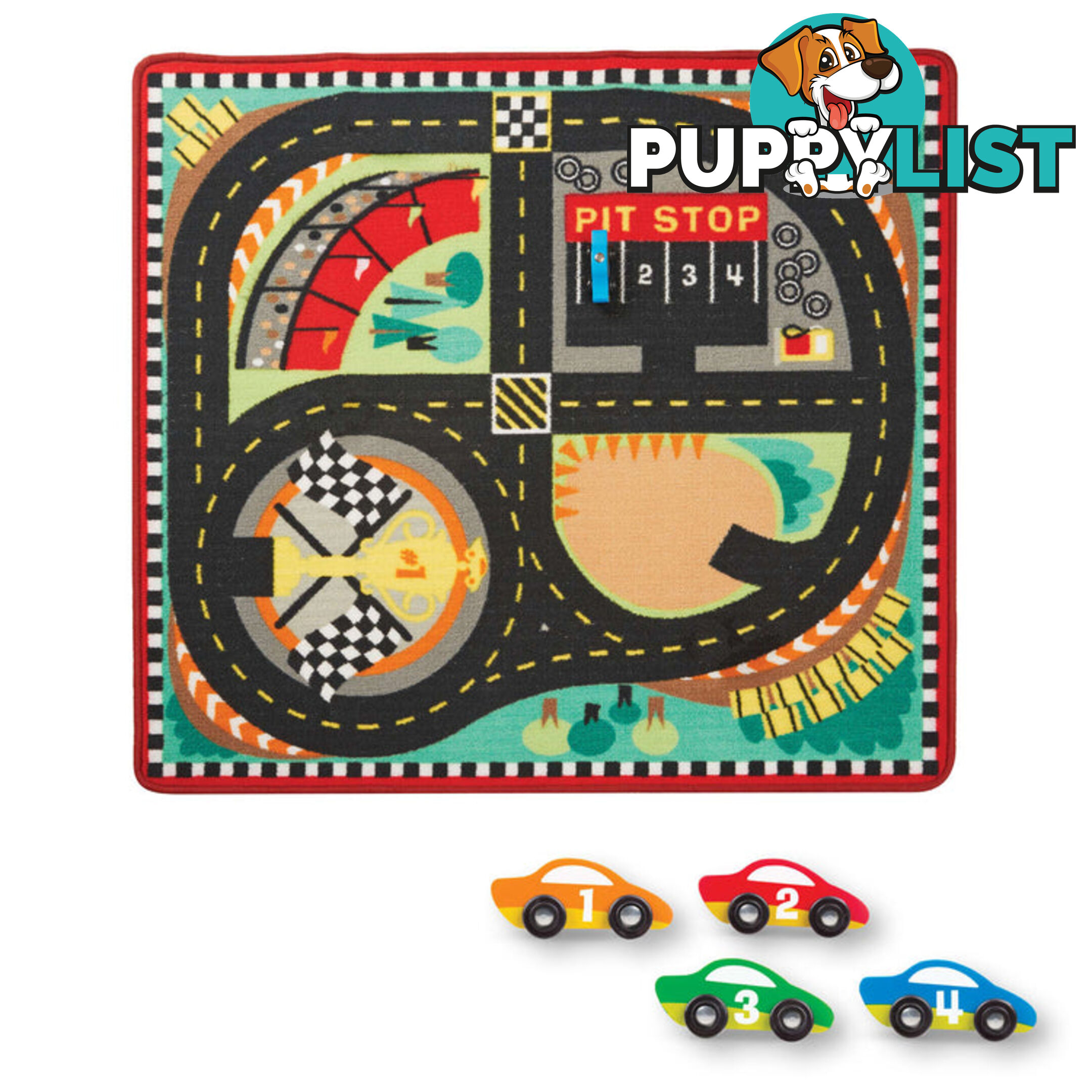 Melissa & Doug - Round The Speedway Race Track Rug & Car Set - Mdmnd9401 - 000772094016