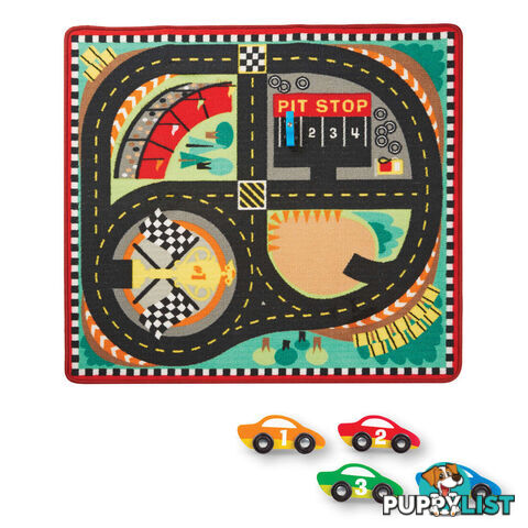 Melissa & Doug - Round The Speedway Race Track Rug & Car Set - Mdmnd9401 - 000772094016