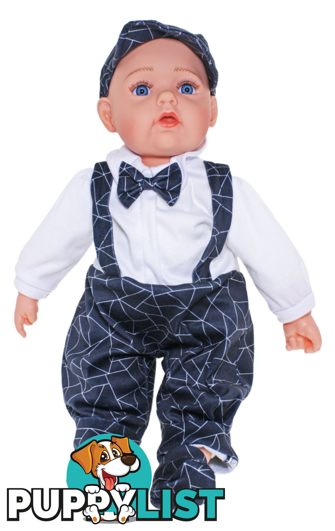 Cotton Candy -  Baby Doll Liam With Navy Bow Tie Soft Body 50cm- Ccbd90 - 9353468017785