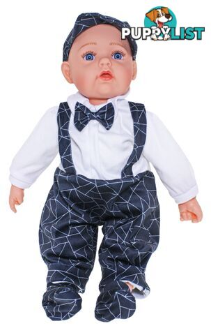 Cotton Candy -  Baby Doll Liam With Navy Bow Tie Soft Body 50cm- Ccbd90 - 9353468017785