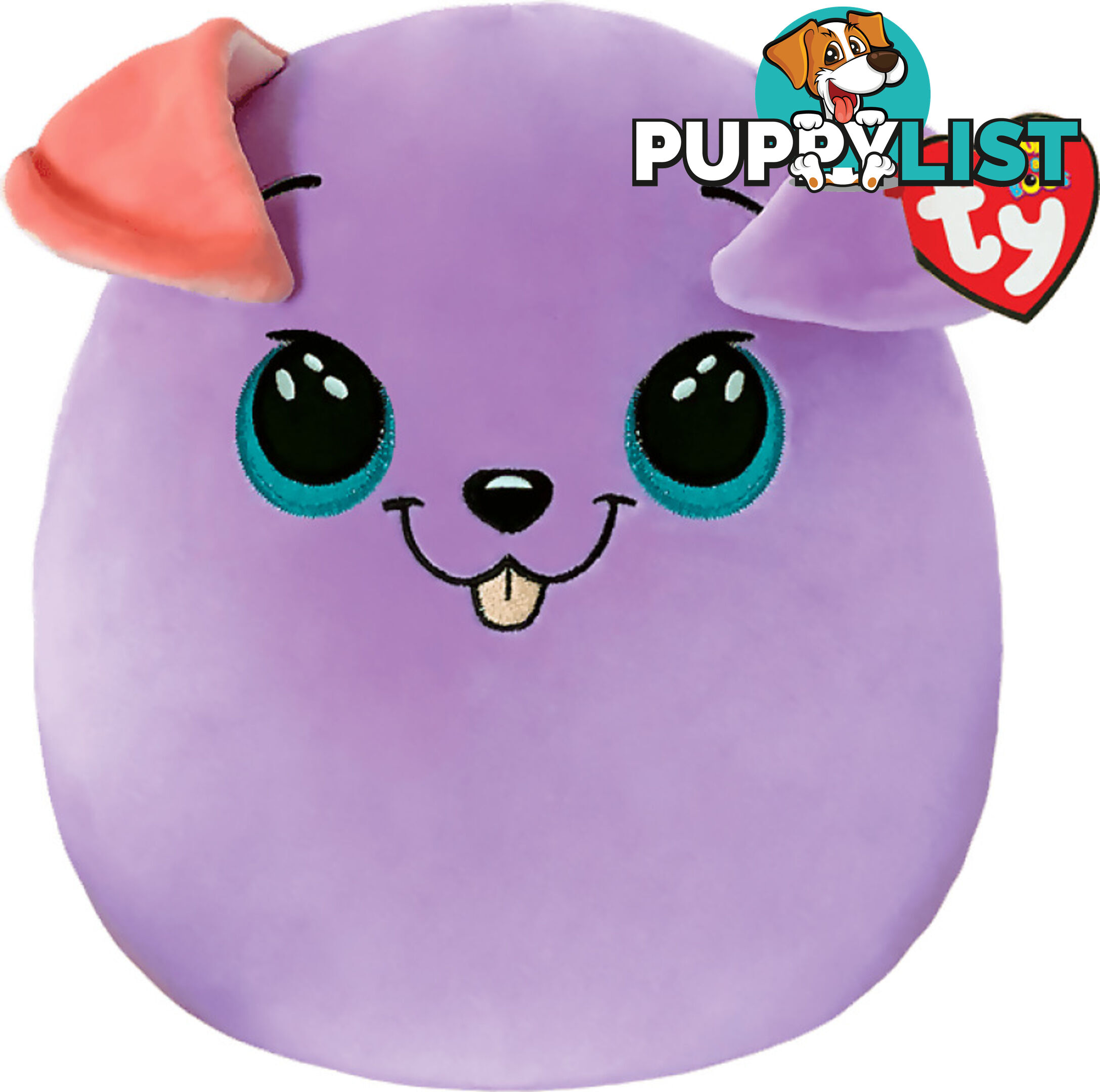 Ty Squish-a-boos - Bitsy The Purple Dog - Large 14 Inches - Squishy Beanies - Bg39312 - 008421393121