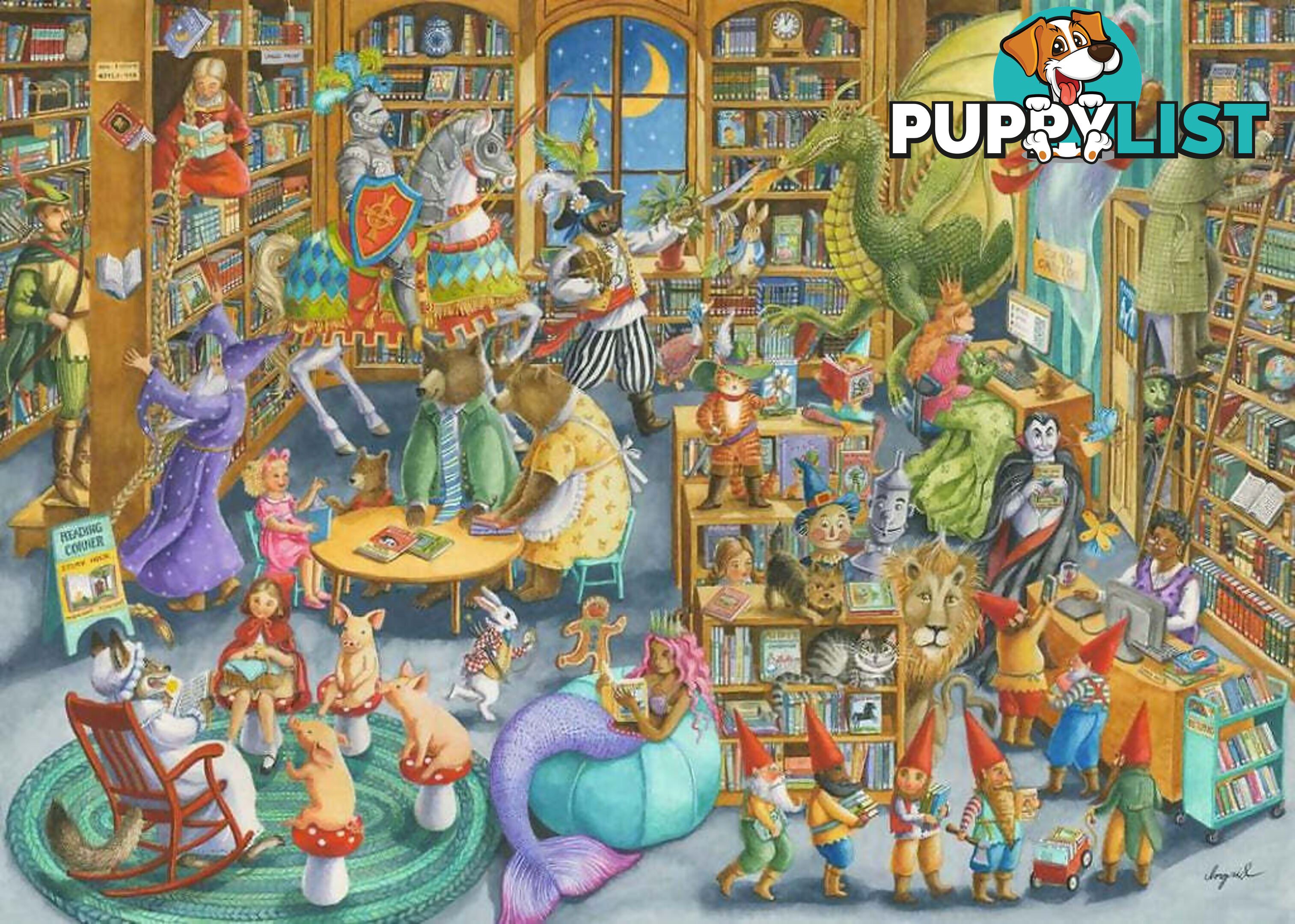 Ravensburger - Midnight At The Library Jigsaw Puzzle 1000pc - Mdrb16455 - 4005556164554