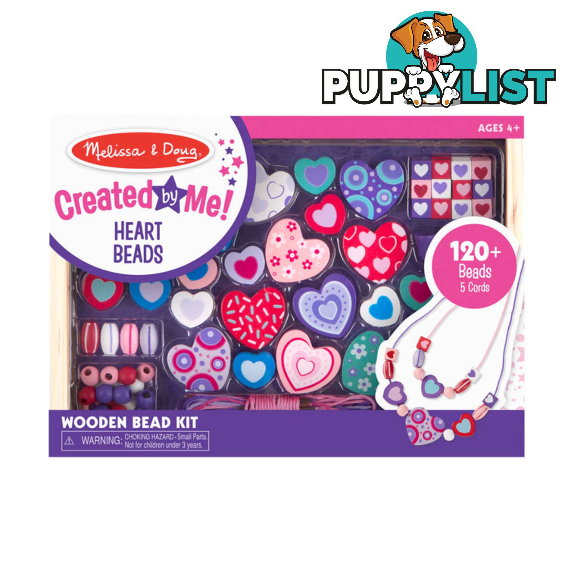 Melissa & Doug - Created By Me! Heart Beads Wooden Bead Kit - Mdmnd4175 - 000772041751