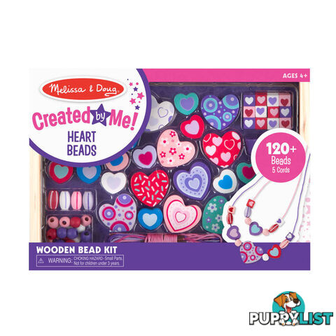 Melissa & Doug - Created By Me! Heart Beads Wooden Bead Kit - Mdmnd4175 - 000772041751