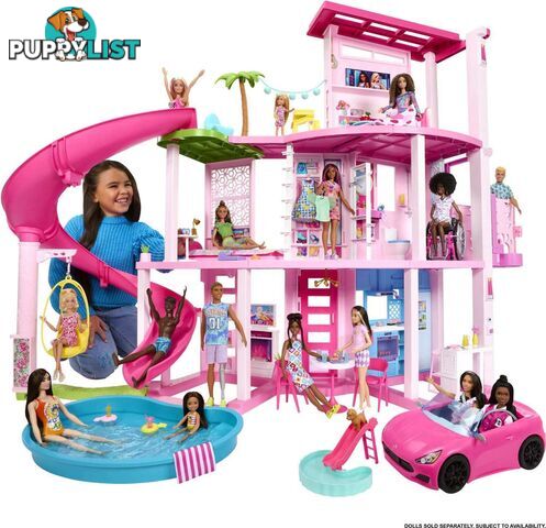 Barbie - Dreamhouse 75+ Pieces Pool Party Doll House With 3 Story Slide - Mattel - Mahmx10 - 194735134267