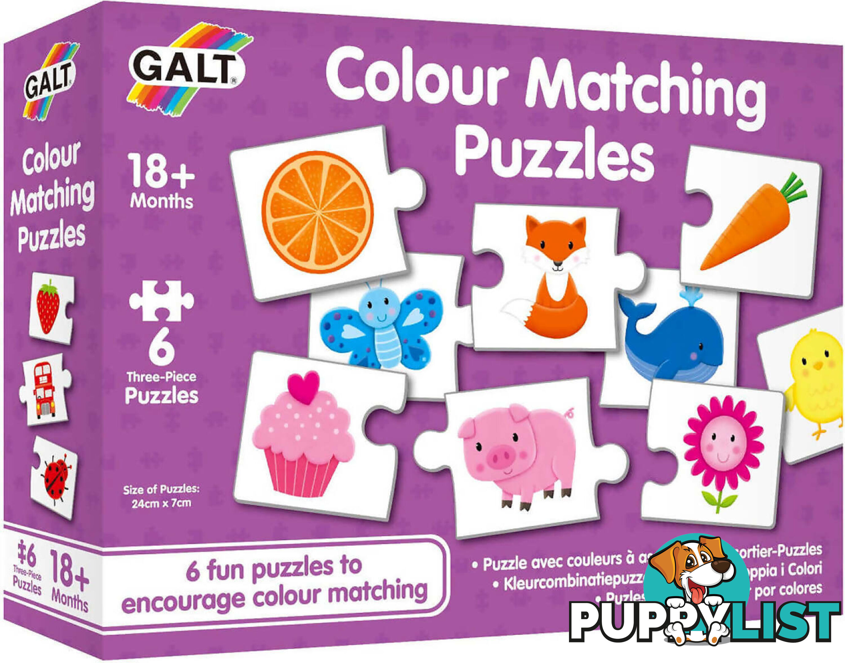 Galt - Colour Matching Jigsaw Puzzles 6 X 3pc - Mdgn5281 - 5011979591739