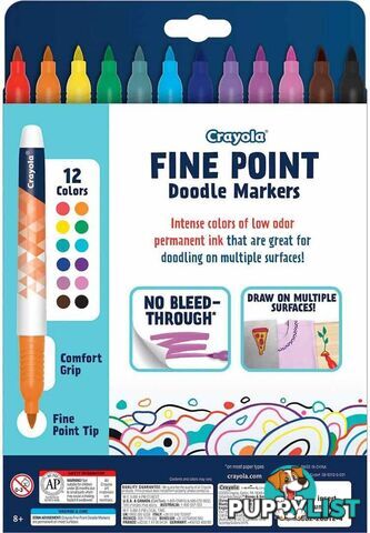 Crayola - Doodle & Draw Fine Point Doodle Marker 12pk - Bs588326 - 071662283261