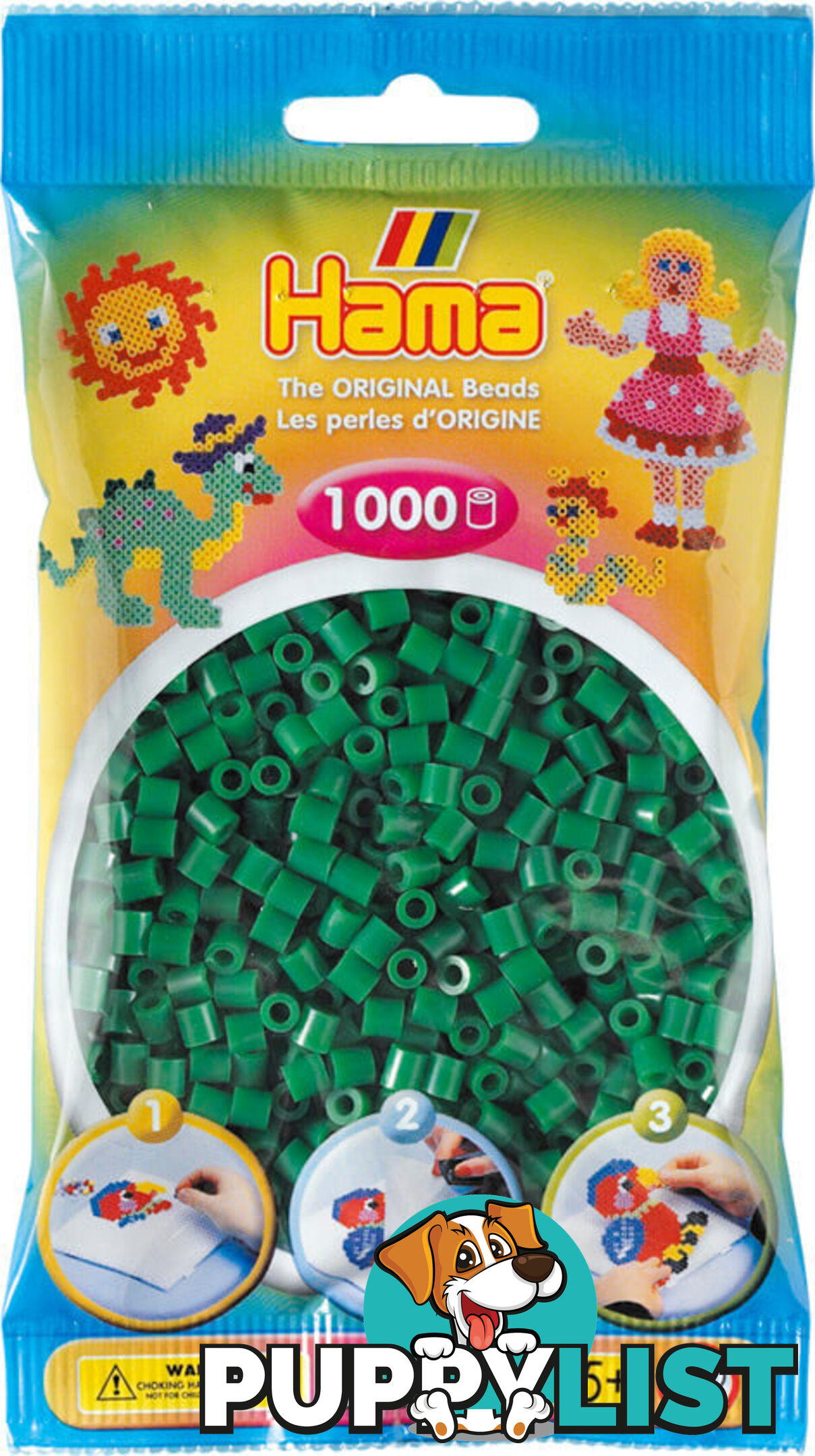 Hama - Beads 1000 Pieces Bag Green - Gdhama - 20710 - 028178207106