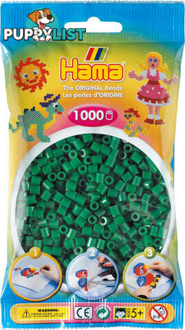 Hama - Beads 1000 Pieces Bag Green - Gdhama - 20710 - 028178207106