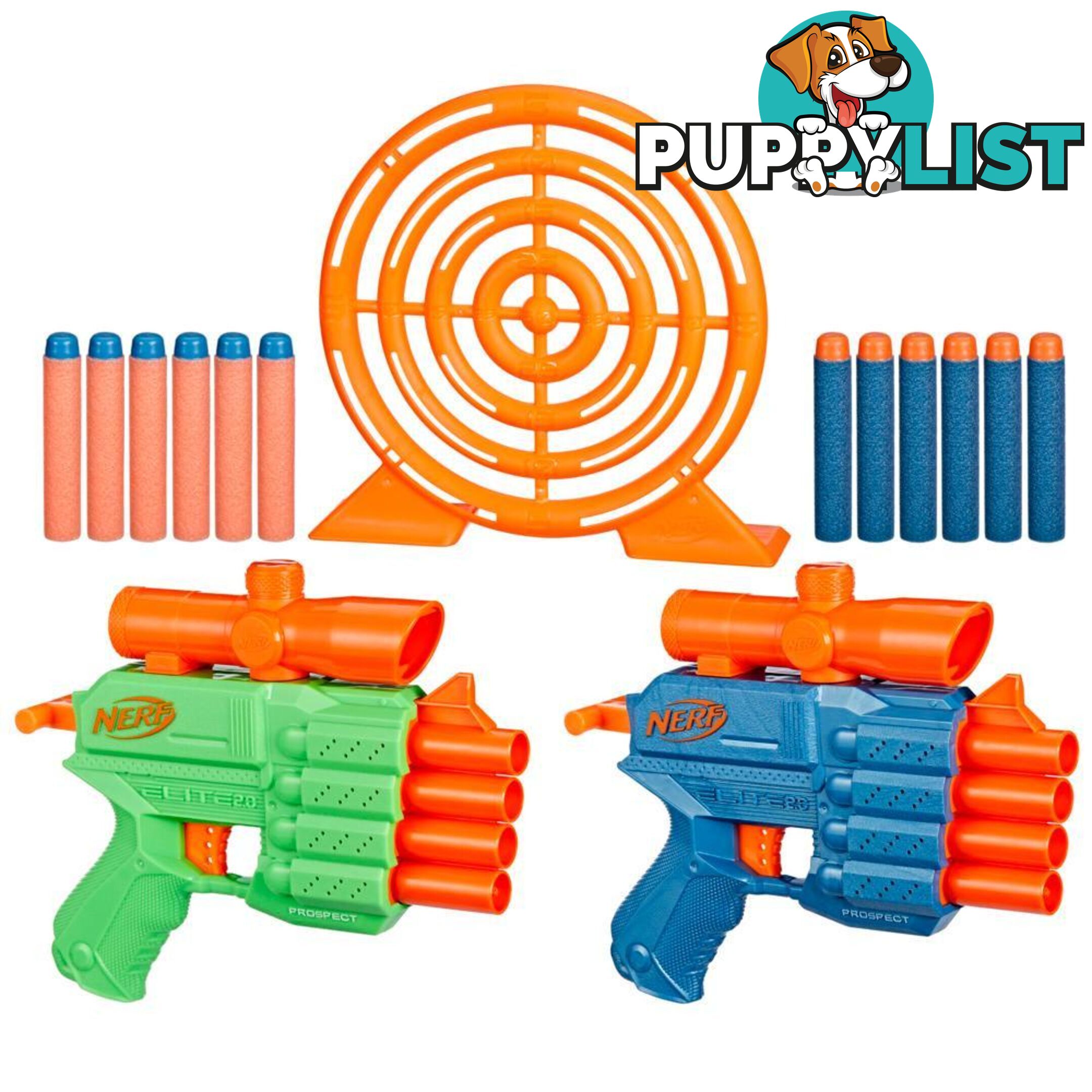 Nerf Elite 2.0 Face Off Target Set Includes 2 Toy Foam Dart Blasters & Target & 12 Nerf Elite Darts - Hbf82732210 - 195166217987