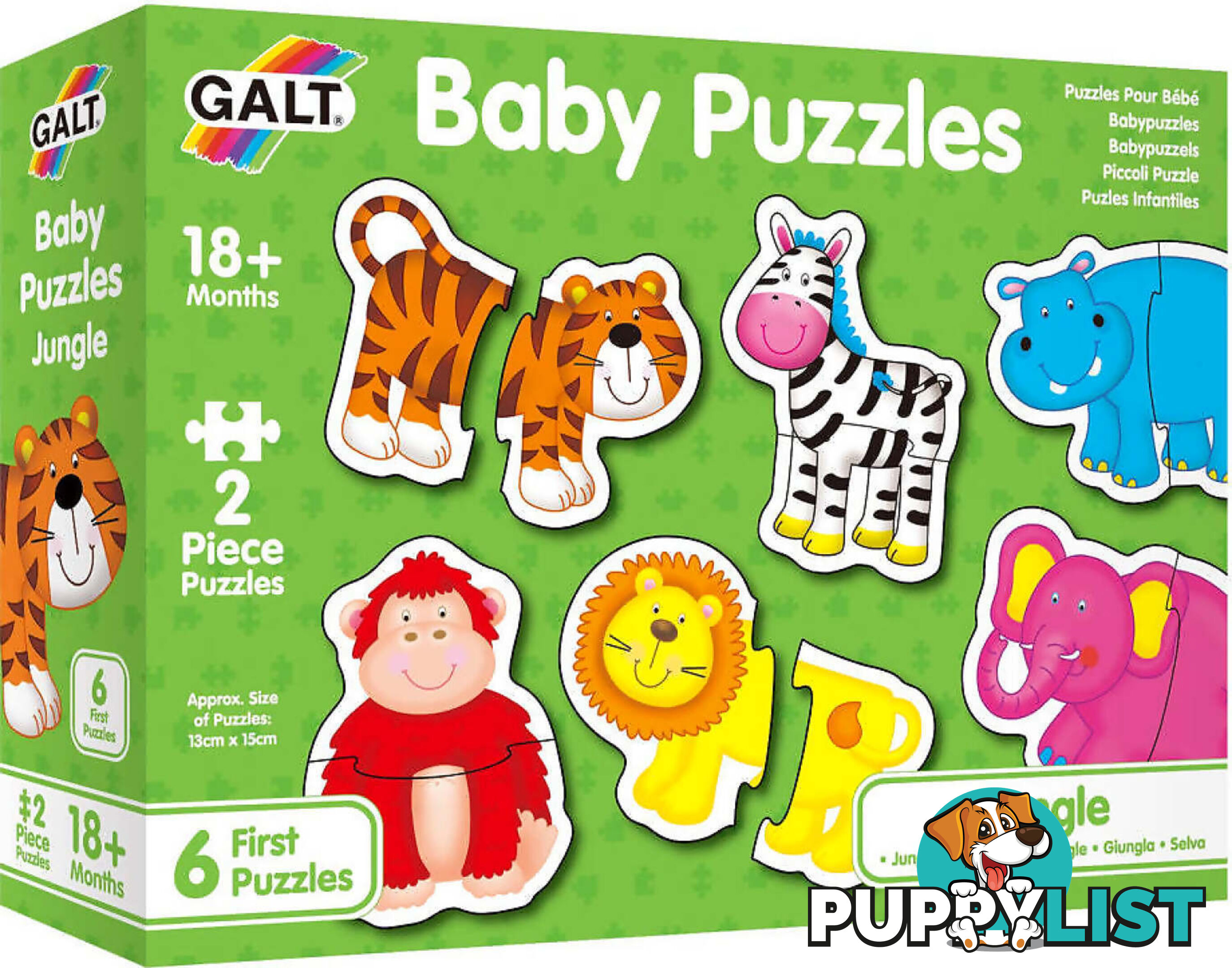 Galt - Jungle Baby Jigsaw Puzzle - 6 X Different Puzzles - 2 Pcs Each - Mdgn3031 - 5011979526434