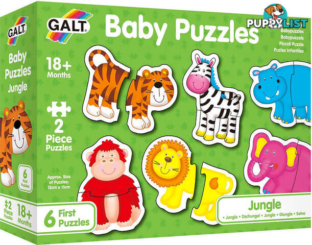 Galt - Jungle Baby Jigsaw Puzzle - 6 X Different Puzzles - 2 Pcs Each - Mdgn3031 - 5011979526434