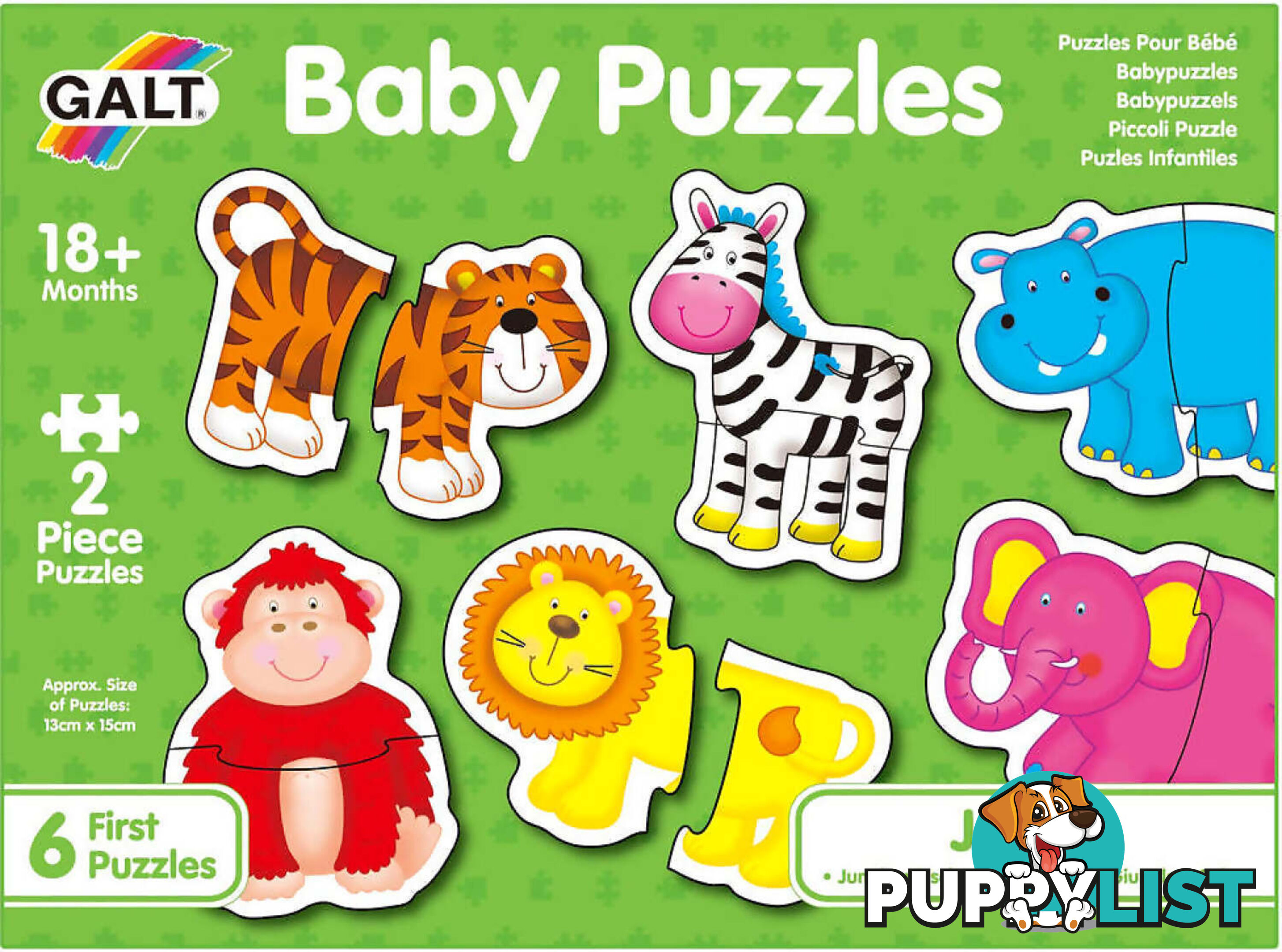 Galt - Jungle Baby Jigsaw Puzzle - 6 X Different Puzzles - 2 Pcs Each - Mdgn3031 - 5011979526434