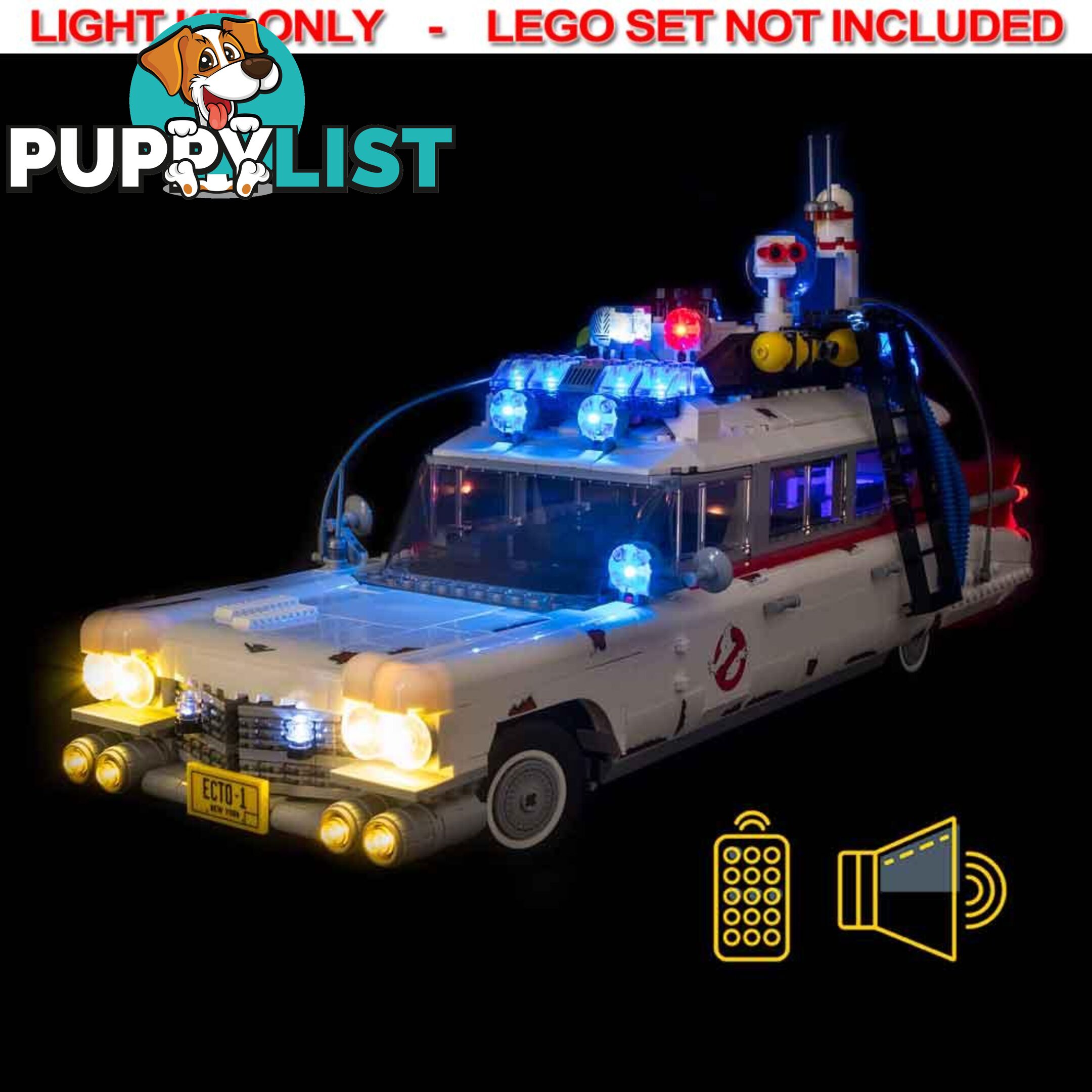 LIGHT KIT for LEGO Ghostbusters Ecto-1 10274 Light &amp; Sound &amp; Remote Control Kit - Light My Bricks - 744109767104