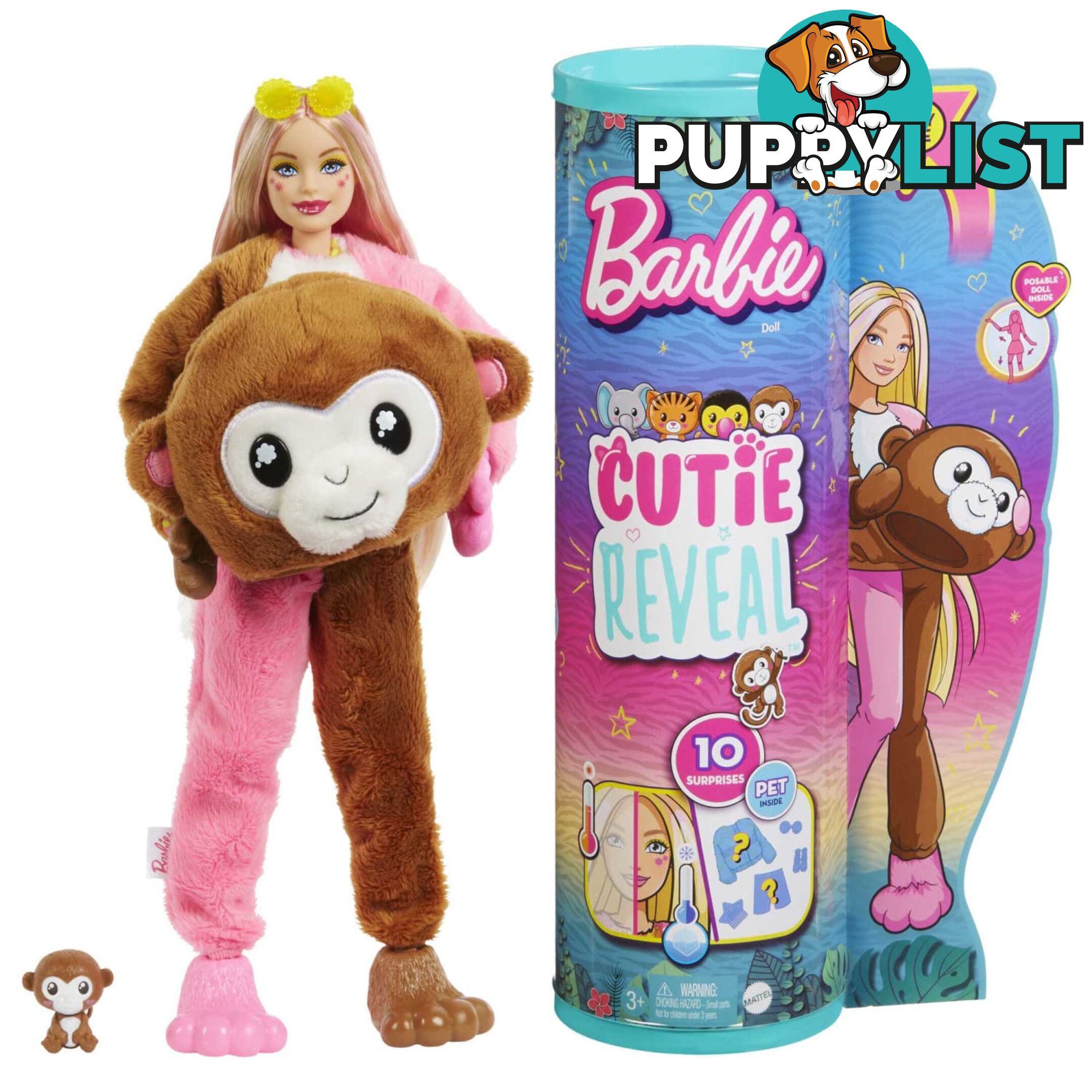 Barbie Cutie Reveal Chelsea Doll And Accessories Jungle Series Monkey-themed Small Doll Set- Mahkr01 - 194735106646