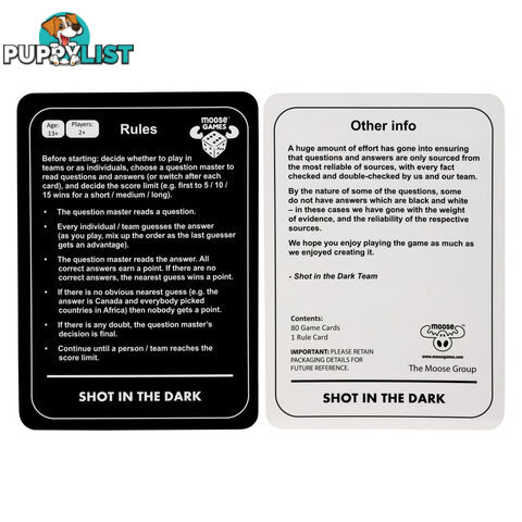 Shot In The Dark Card Game - Mj91022 - 630996910221