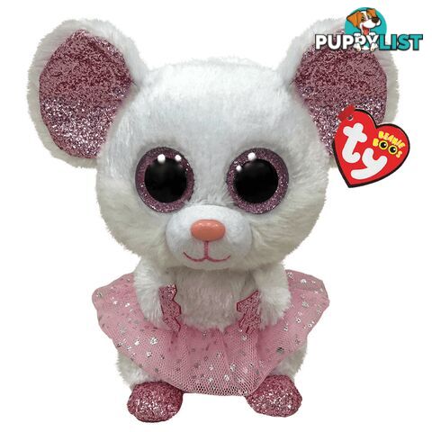 Ty Beanie Boos - Nina - White Ballerina Mouse 15cm Small 36365 - 008421363650