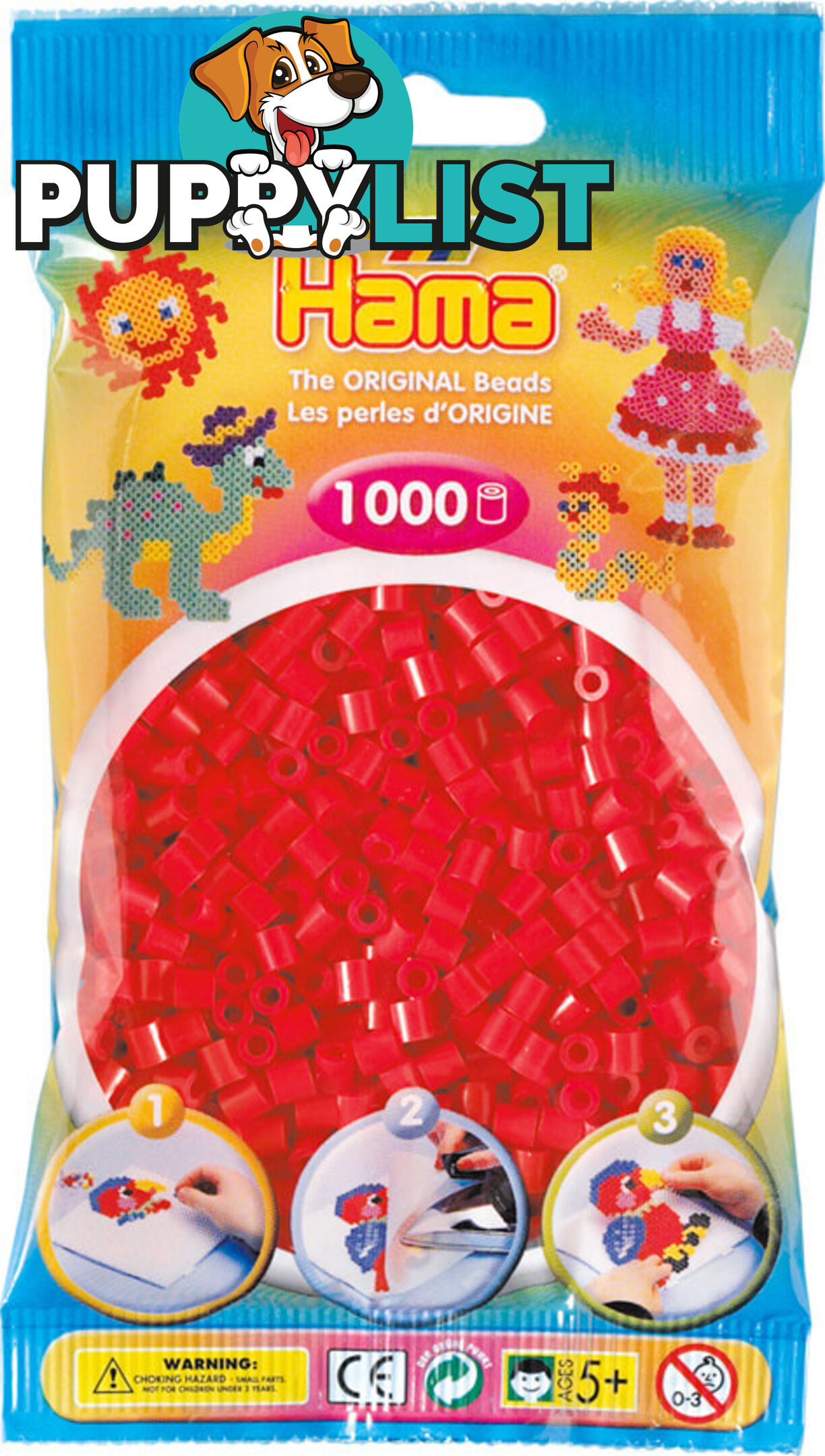 Hama - Beads 1000 Pieces Bag Red - Gdhama - 20705 - 028178207052