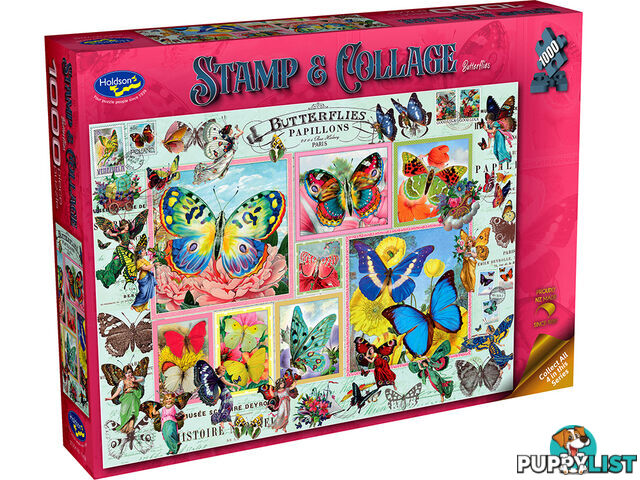 Holdson - Butterflies - Stamp & Collage Jigsaw Puzzle 1000 Pieces - Jdhol774586 - 9414131774586