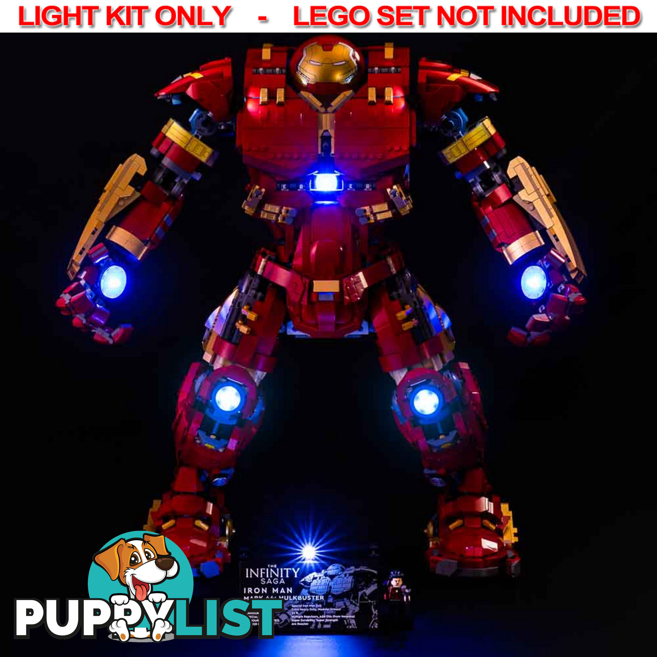 LIGHT KIT for LEGO Hulkbuster 76210 - Light My Bricks - 754523893709