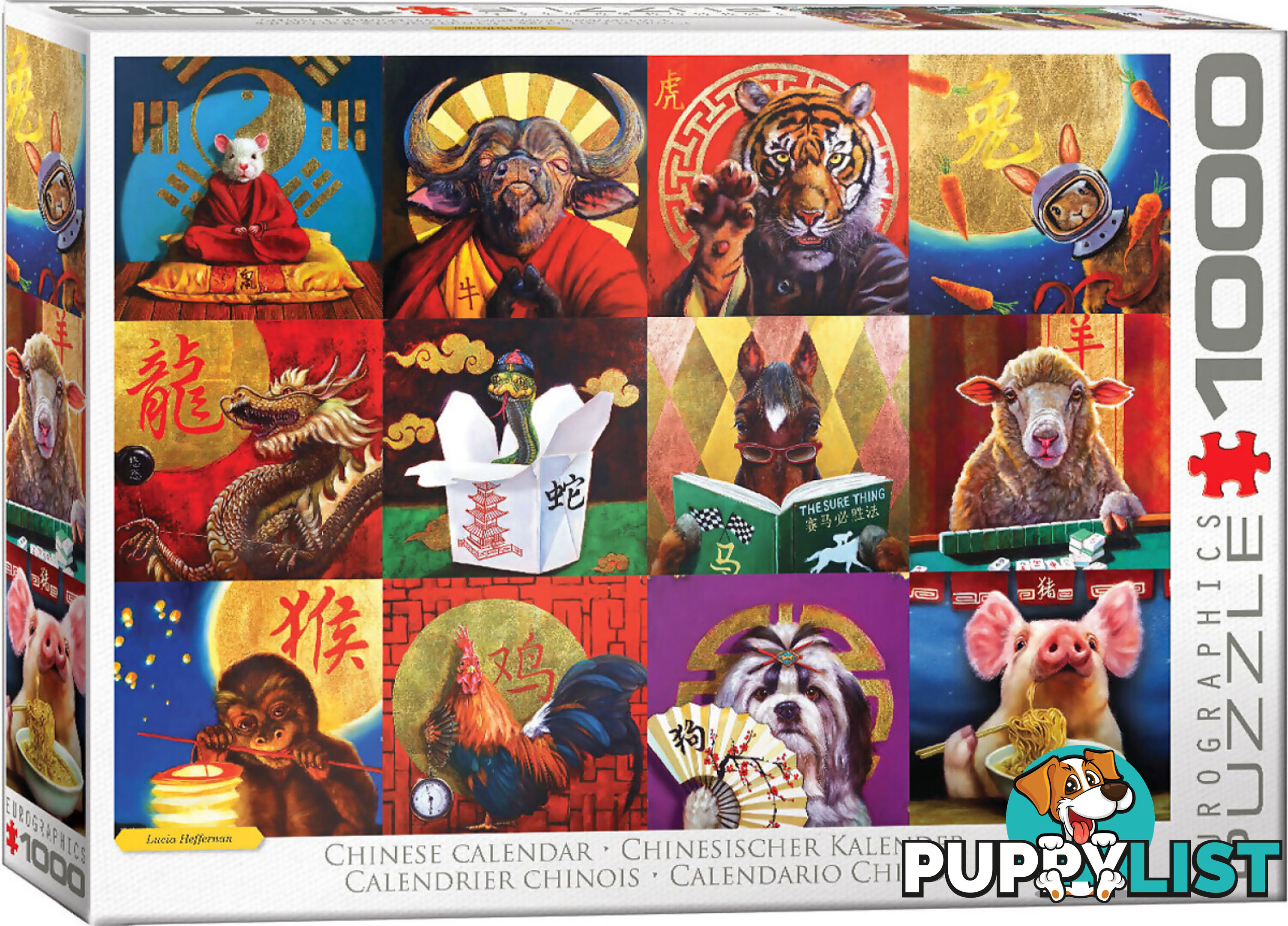 Eurographics - Chinese Calendar Funny Animals - Jigsaw Puzzle 1000 Pieces Jdeur65694 - 628136656948