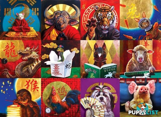 Eurographics - Chinese Calendar Funny Animals - Jigsaw Puzzle 1000 Pieces Jdeur65694 - 628136656948