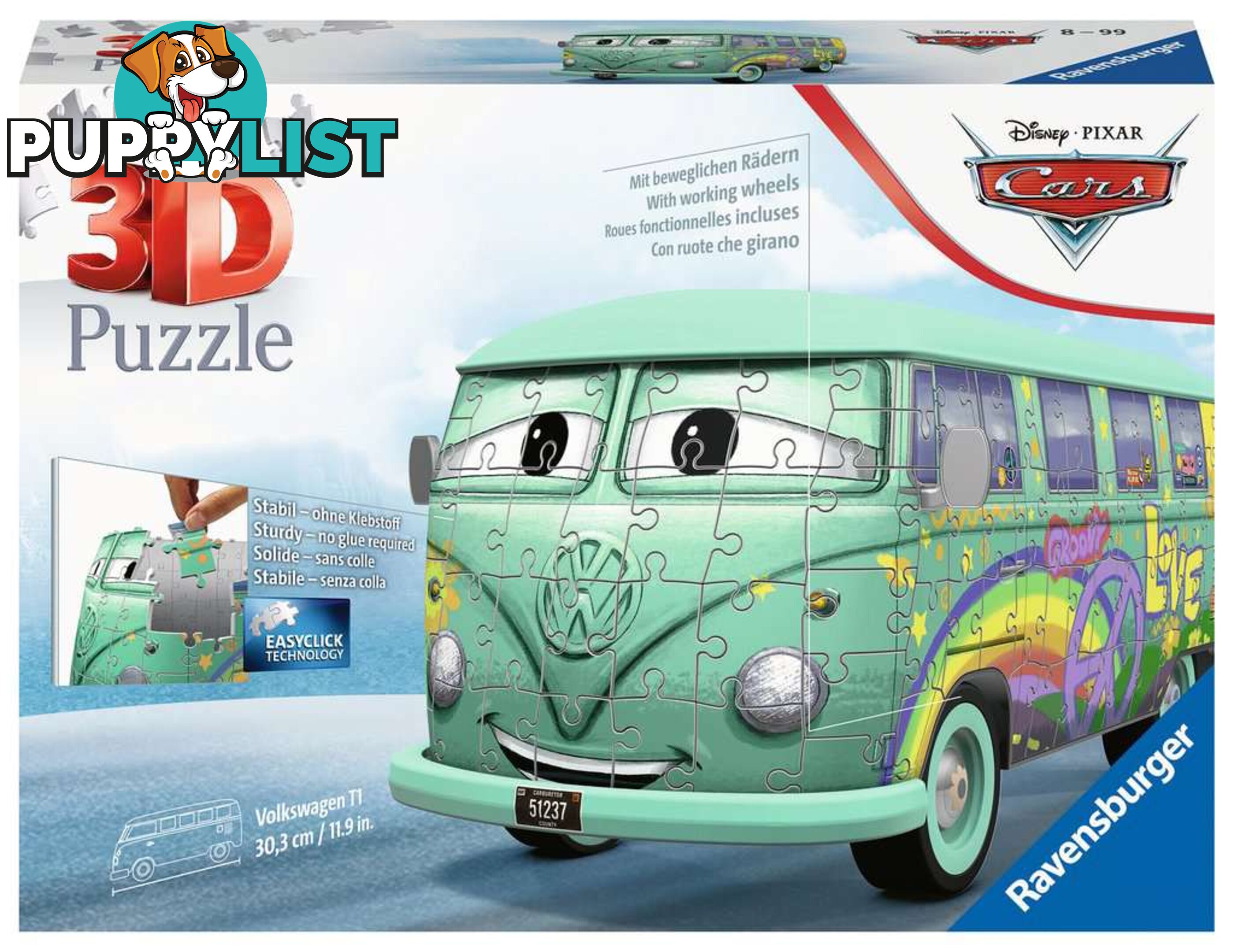 Ravensburger - Vw T1 Pixar Volkswagen Jigsaw Puzzle 162 Pieces Rb11185 - 4005556111855