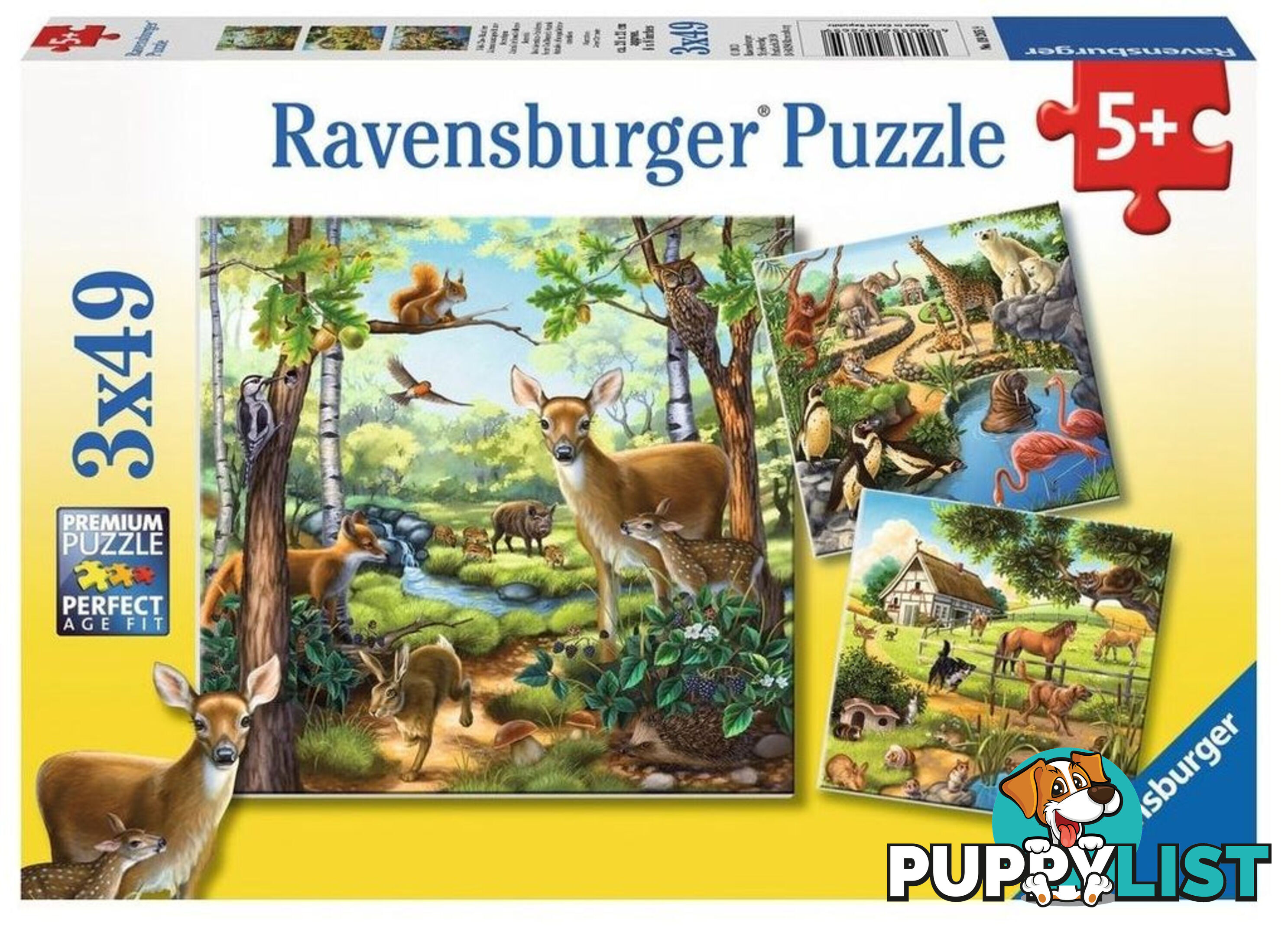 Ravensburger - Forest Zoo & Pets Jigsaw Puzzle 3 X 49pc - Mdrb092659 - 4005556092659