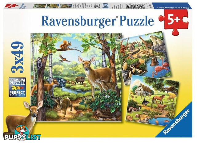 Ravensburger - Forest Zoo & Pets Jigsaw Puzzle 3 X 49pc - Mdrb092659 - 4005556092659