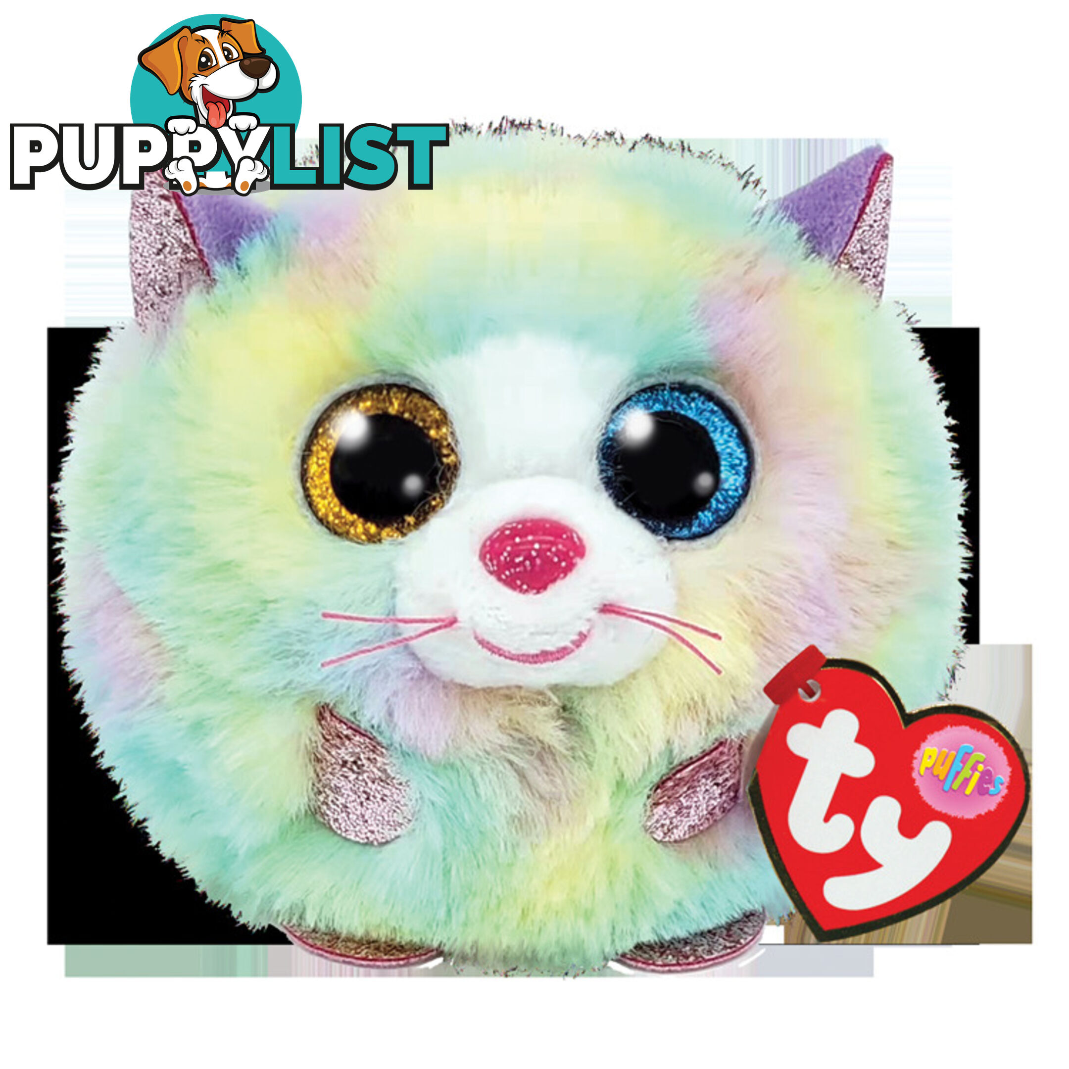 Ty - Beanie Ball Puffies - Heather Multicolored Cat 10cm - Bg42503 - 008421425037