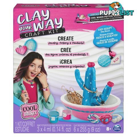 Cool Maker - Clay Your Way Pottery Craft Kit With 6 Air Dry Clay Discs Paint Tools Arts & Crafts Kids Toys - Si6064731 - 778988429723