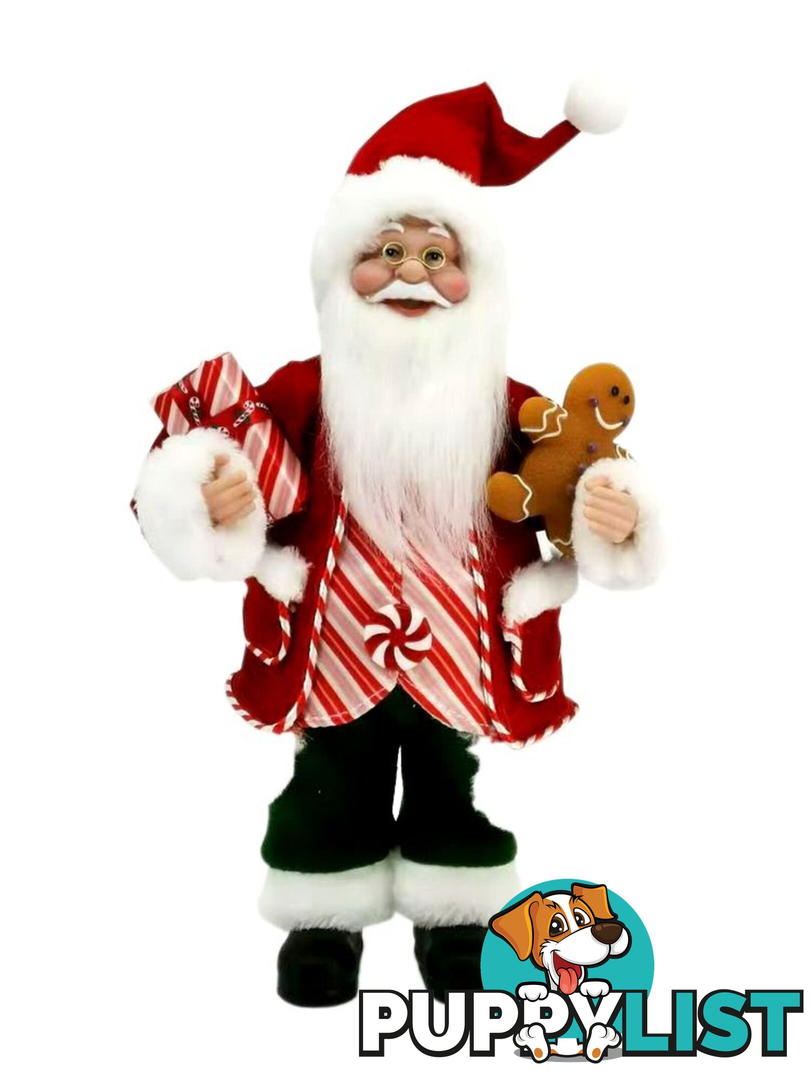 Cotton Candy - Xmas 30cm Standing Santa Candy Cane - Xch80 - 9353468010267