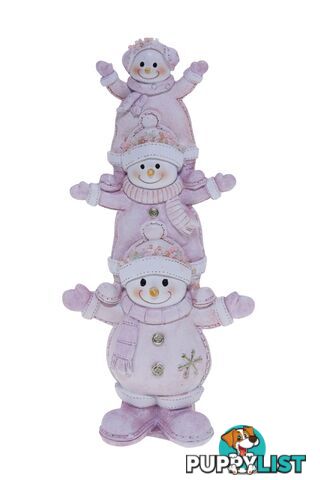 Cotton Candy - Xmas Snowman Stack Pink 22cm - Ccxkn128 - 9353468016337