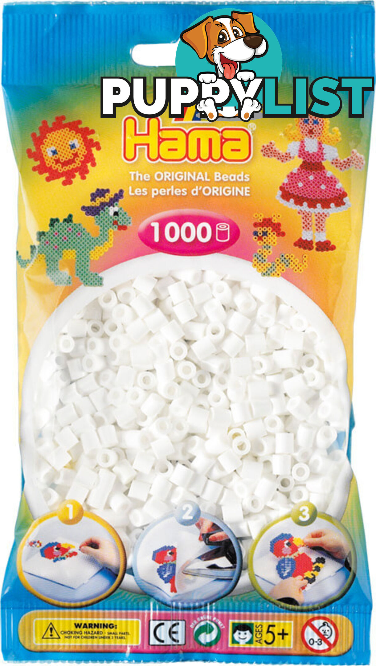 Hama - Beads 1000 Pieces Bag White - Gdhama - 20701 - 028178207014