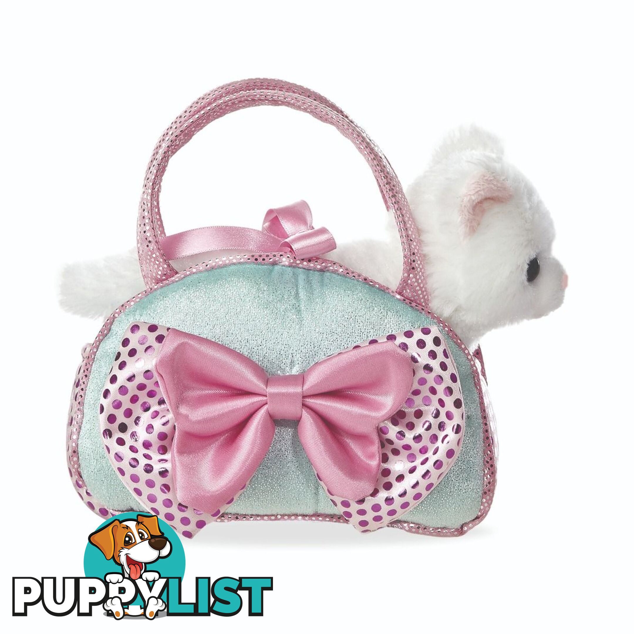 Cotton Candy - Fancy Pals Cat In Aqua Bag With Pink Bow - Ccfp327 - 9353468016139