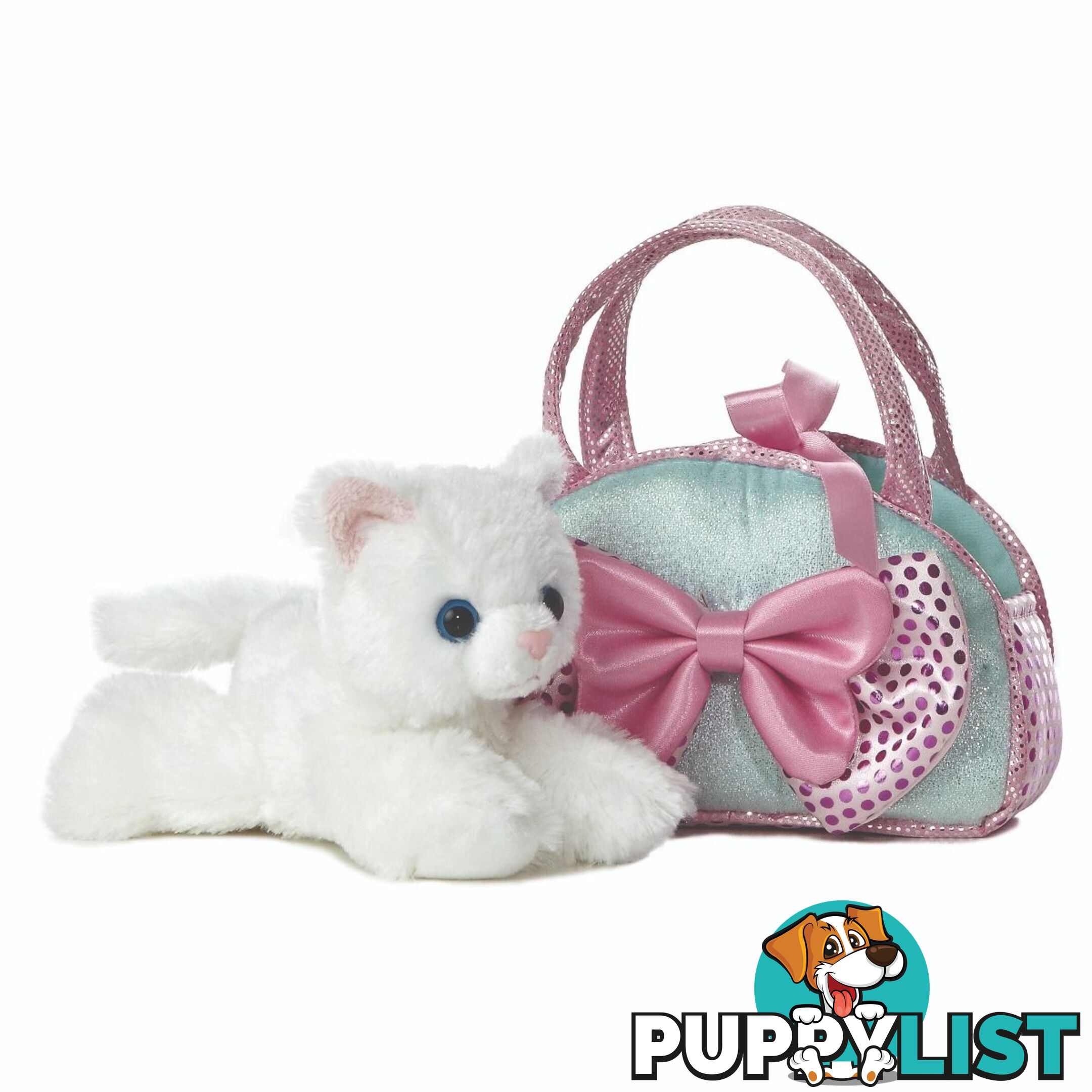 Cotton Candy - Fancy Pals Cat In Aqua Bag With Pink Bow - Ccfp327 - 9353468016139