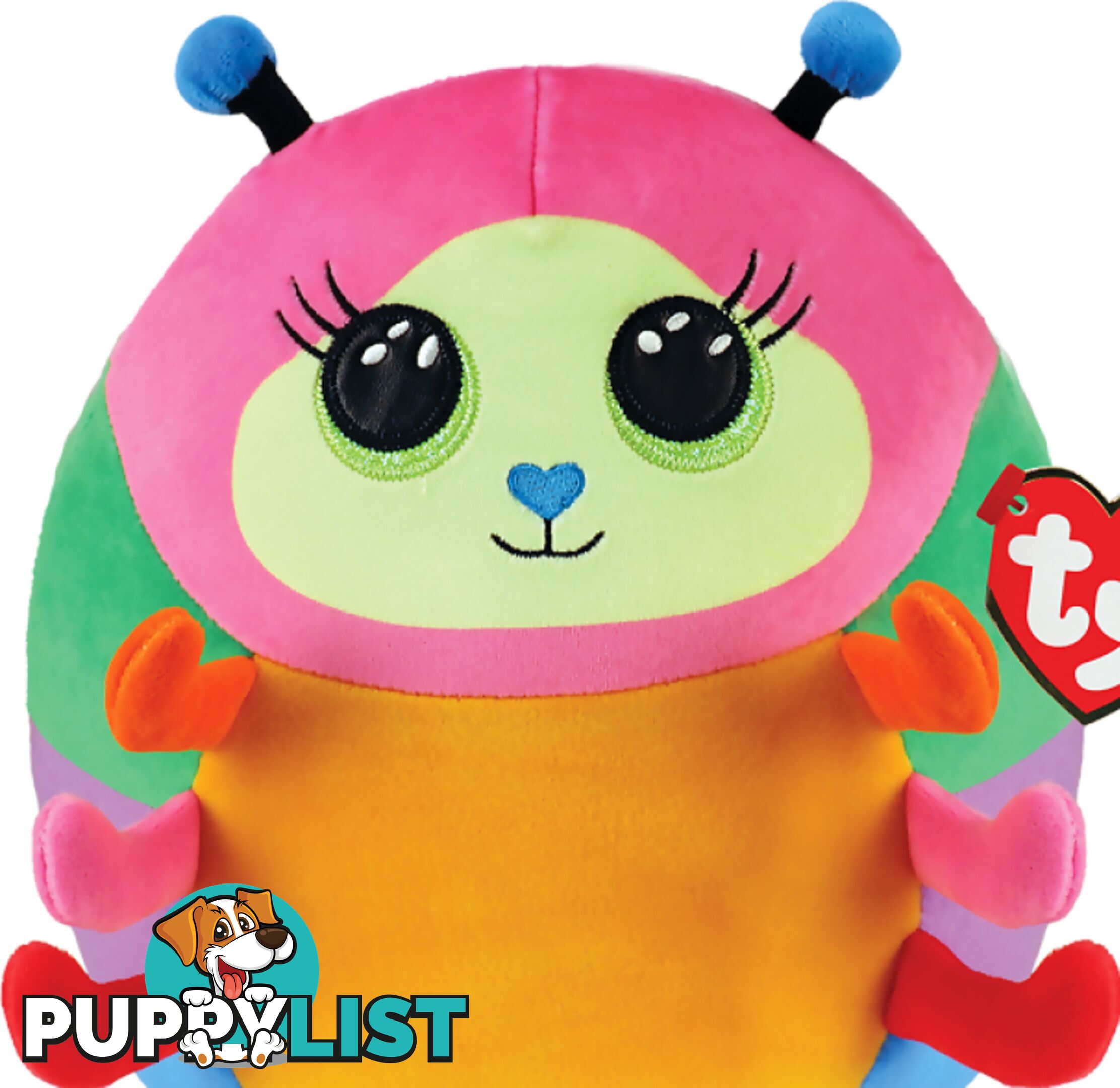 Ty - Squish-a-boos - Nessa- Mutlicolored Caterpillar Medium 25cm (10'') - Squishy Beanies - Bg39237 - 008421392377