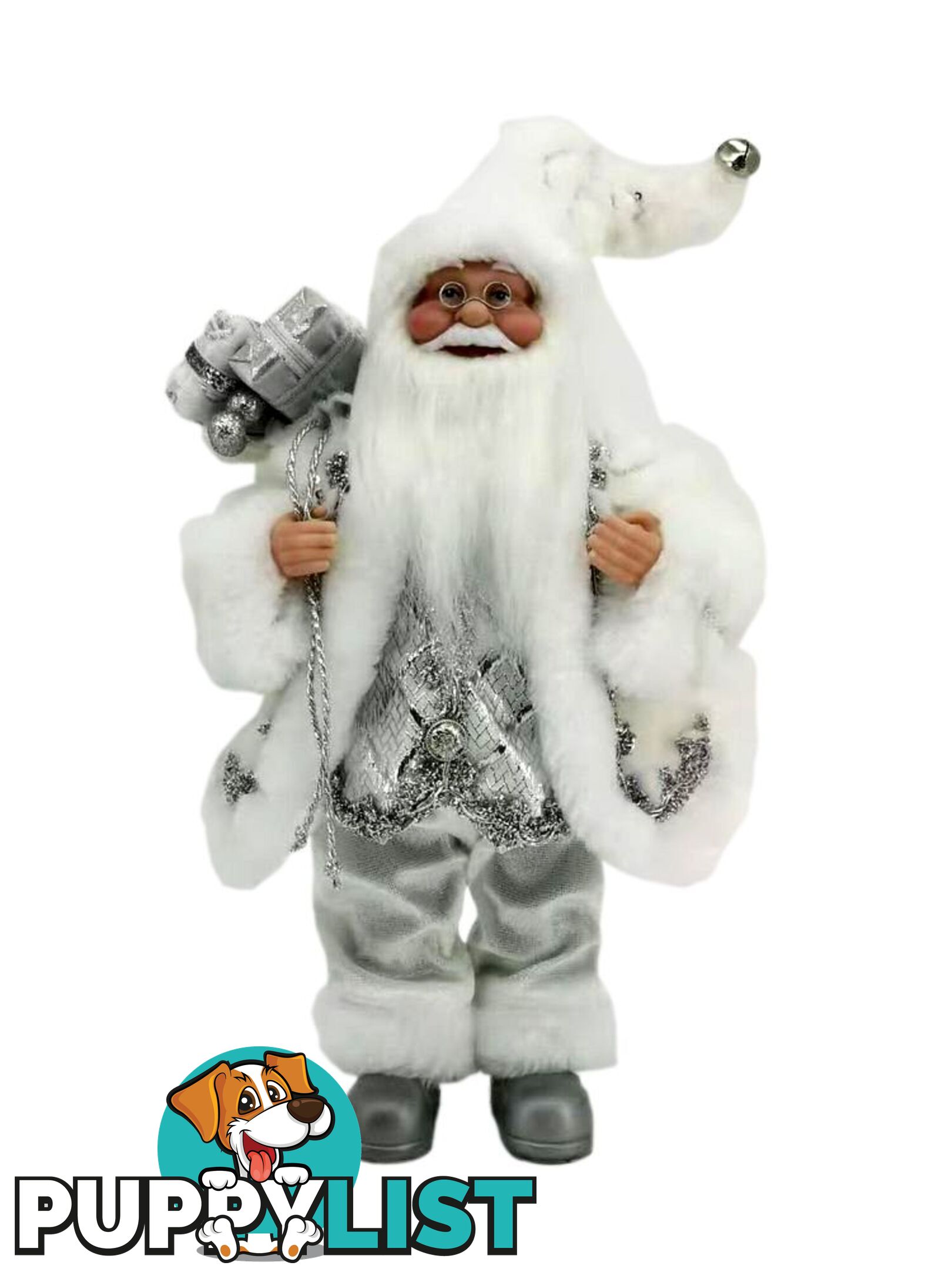 Cotton Candy - Xmas 30cm Standing Santa Silver - Xch82 - 9353468010281