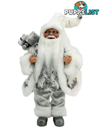 Cotton Candy - Xmas 30cm Standing Santa Silver - Xch82 - 9353468010281