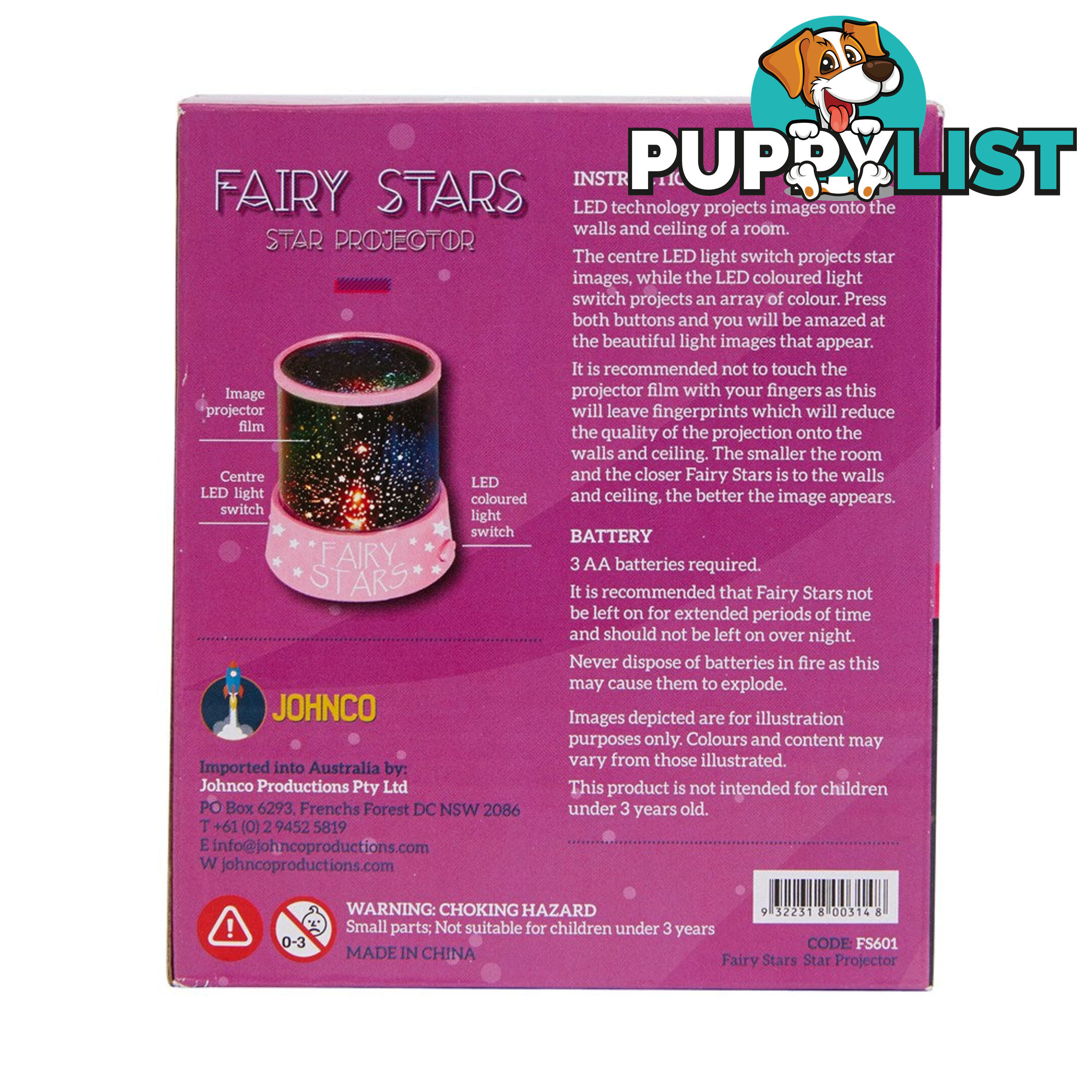 Johnco - Fairy Stars Projector Jpfs601 - 9322318003148