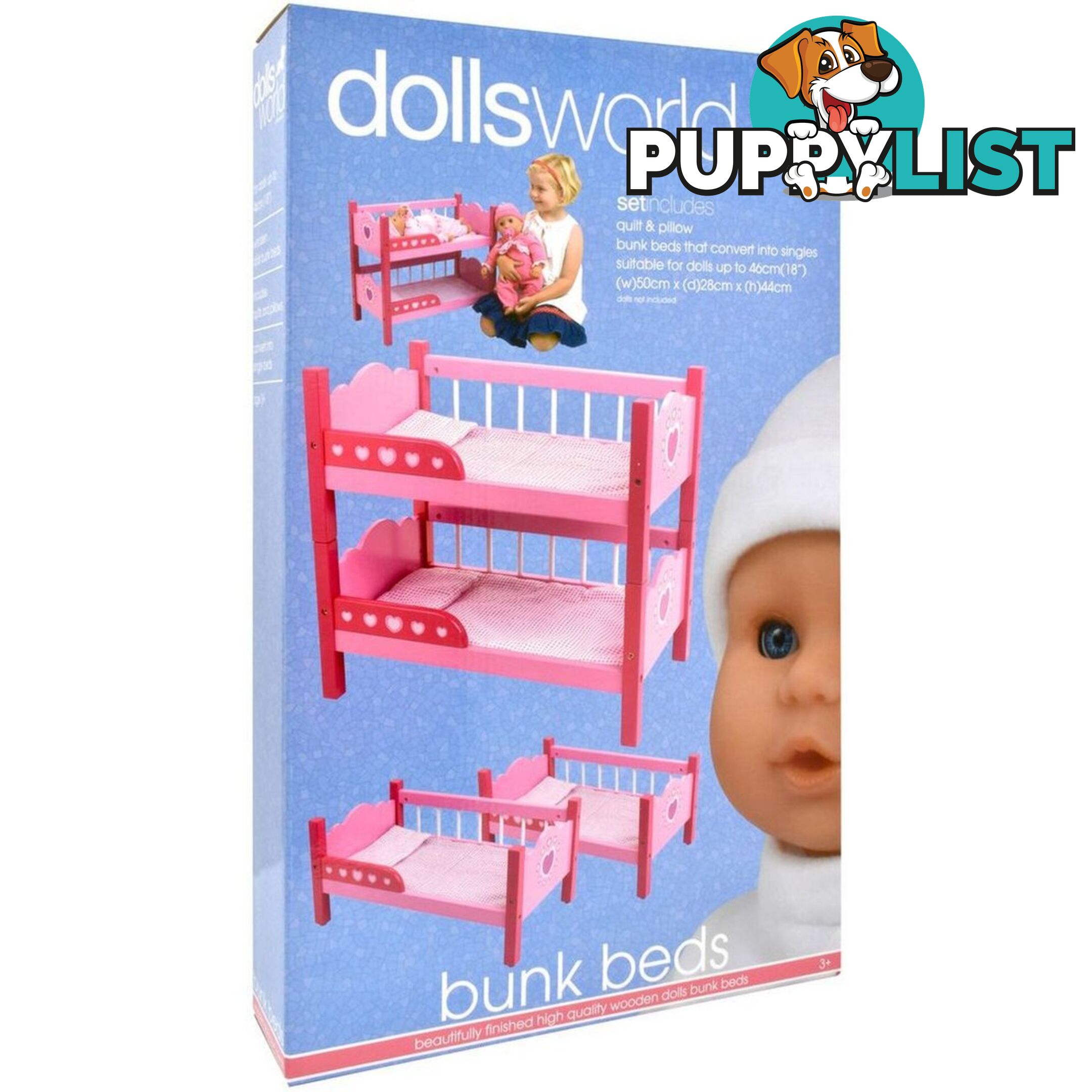 DollsWorld - Wooden Bunk Beds Art64126 - 5018621606001