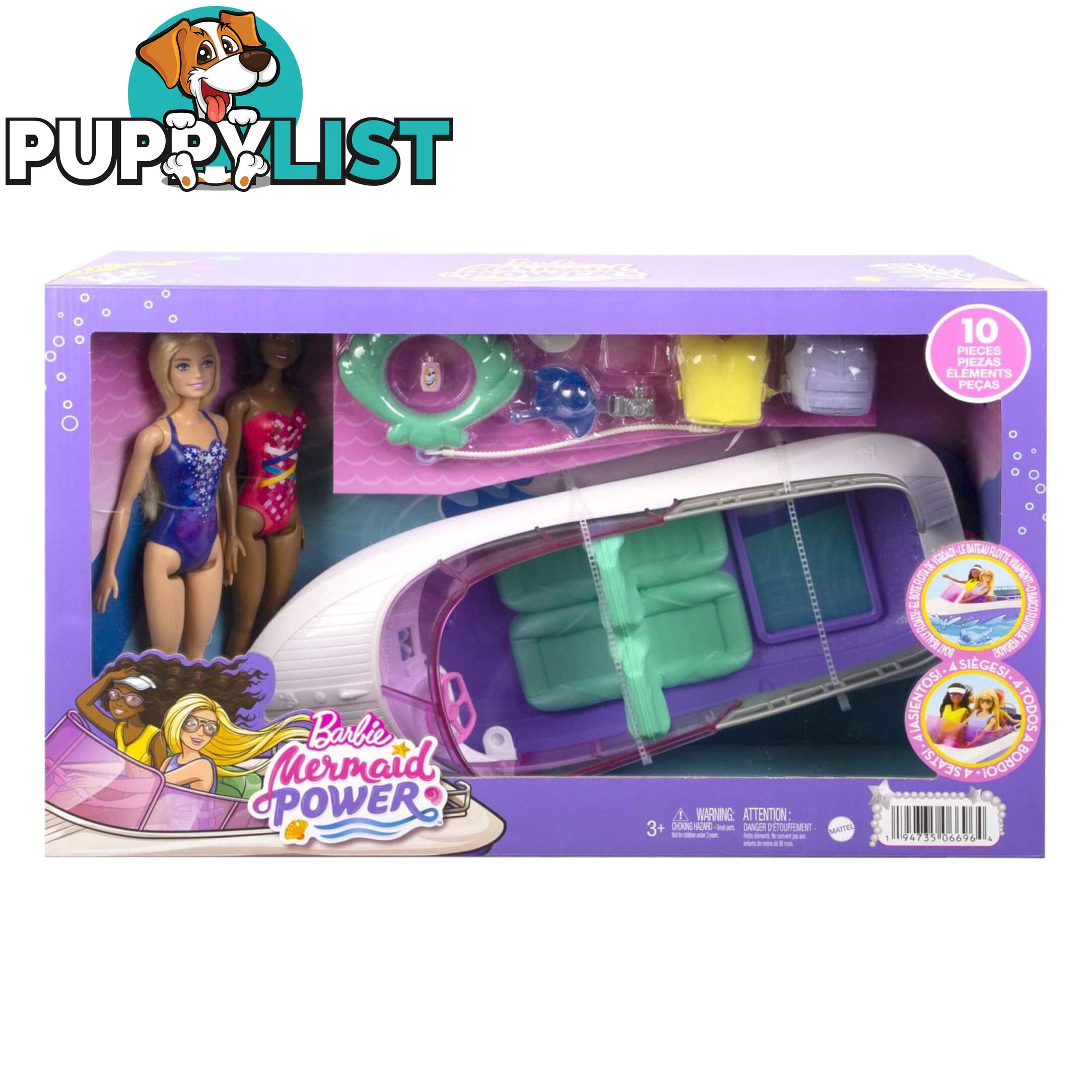 Barbie Mermaid Power Dolls & Boat Playset Toy For 3 Year Olds & Up - Mahhg60 - 194735066964